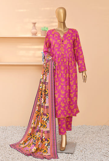 HZ Textile Unstitched Full Suit Linen Wintry Vol-4 Collection 25 D-04