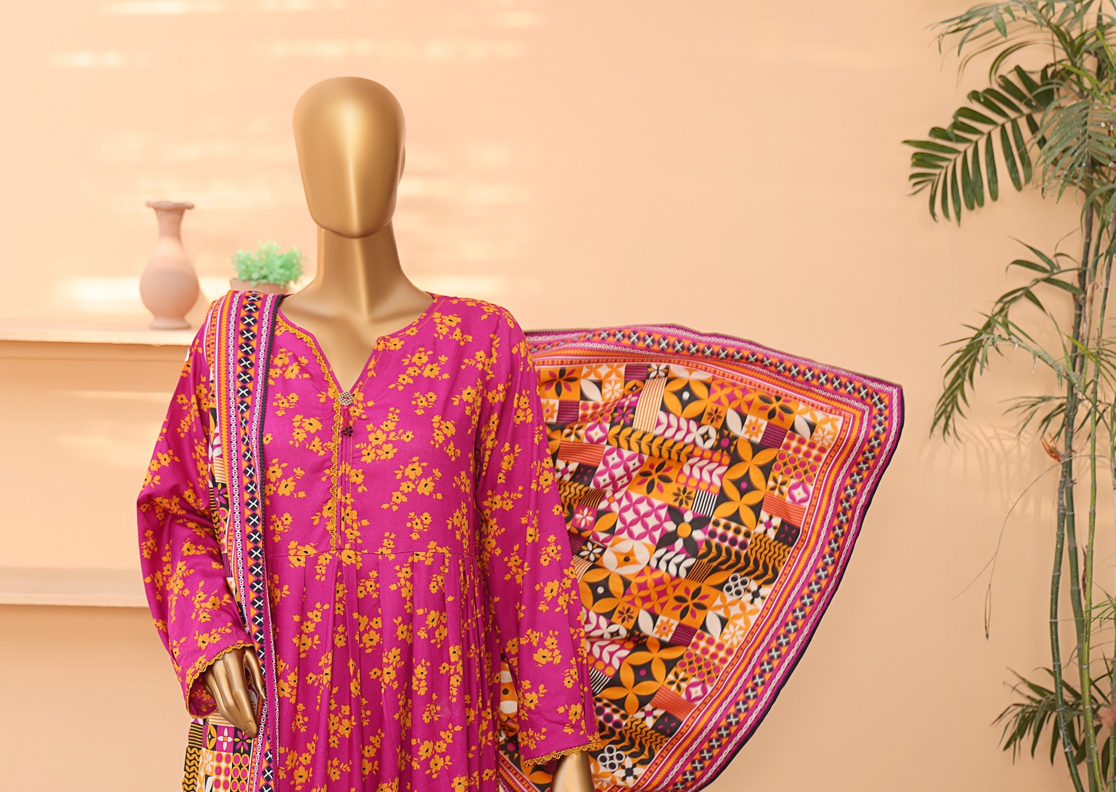 HZ Textile Unstitched Full Suit Linen Wintry Vol-4 Collection 25 D-04