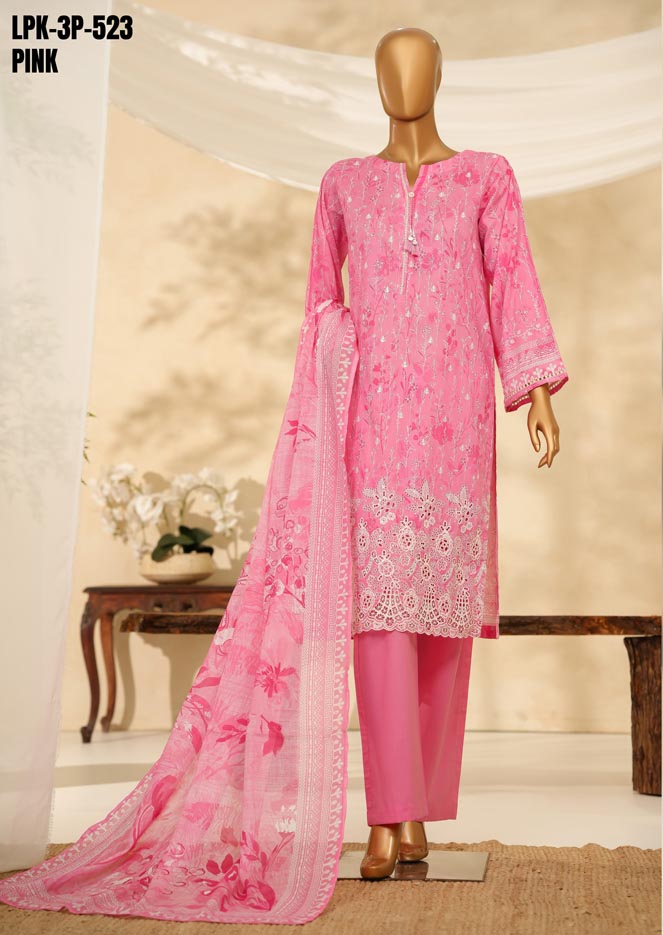 HZ Textile Ready to Wear PRINTKARI CAMBRIC Chikankari 3PC Collection 2025 D-09