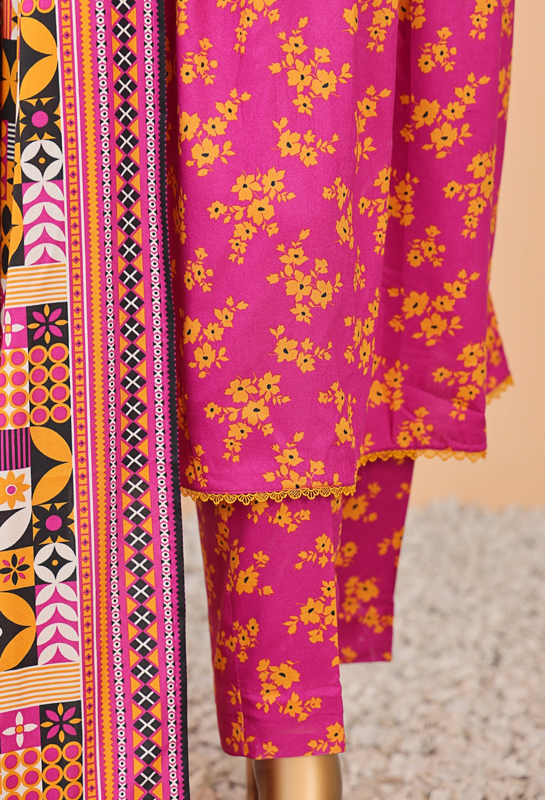 HZ Textile Unstitched Full Suit Linen Wintry Vol-4 Collection 25 D-04