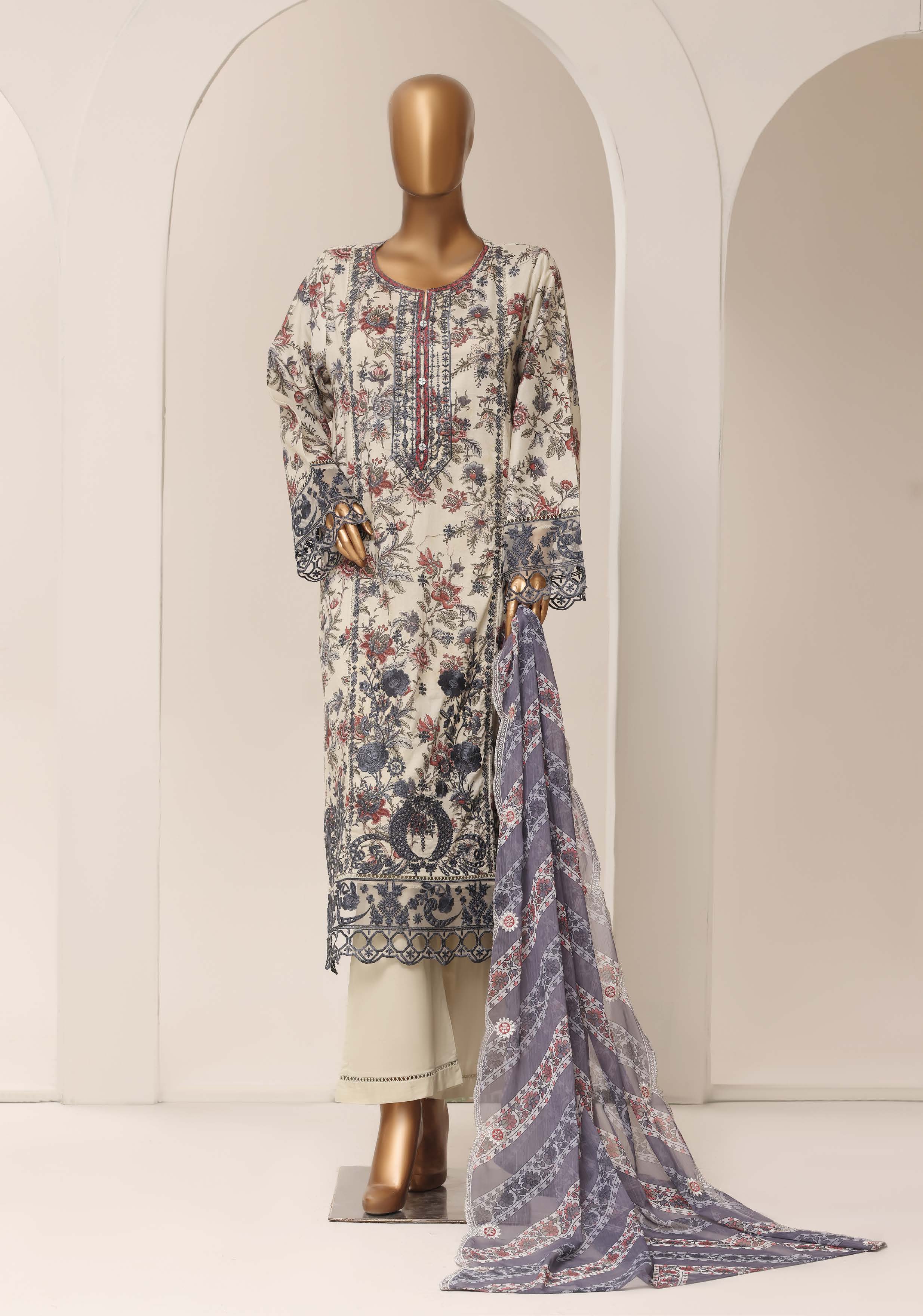 Sadabahar Luxury Lawn Festive Signature Heavy Embroidered With Digital Chiffon Embroidered Dupatta 3 Piece stitched Ready To Wear Collection 2026 D-06