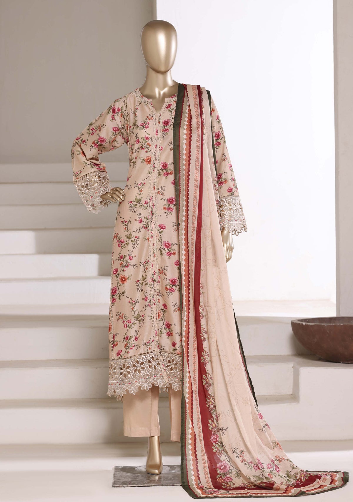 Sadabahar luxury long length Embroidery lawn 3piece stitched collection D-06