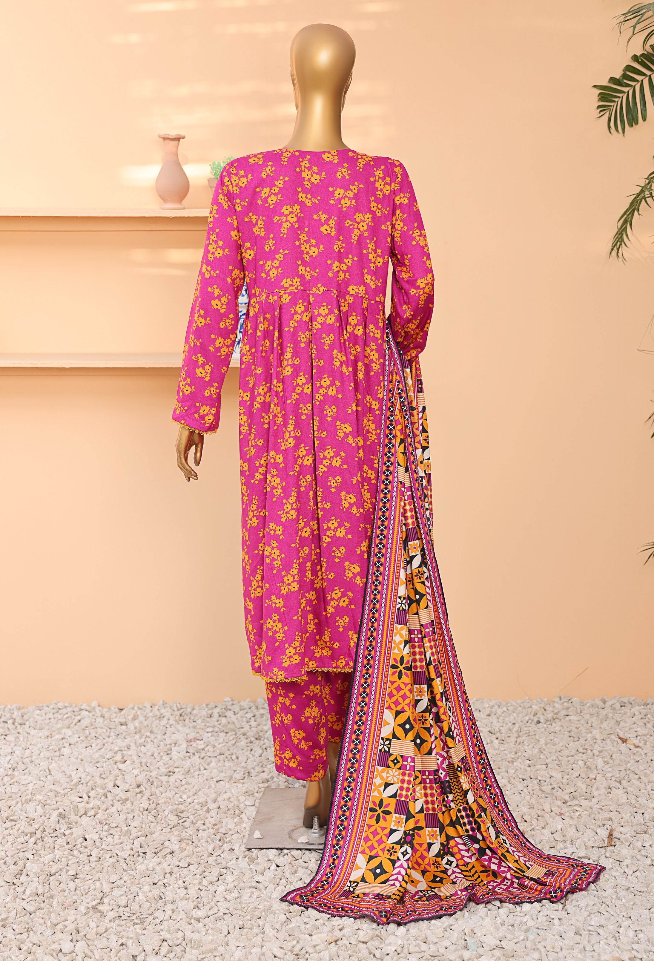 HZ Textile Unstitched Full Suit Linen Wintry Vol-4 Collection 25 D-04