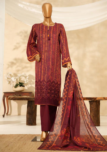 HZ Textile Ready to Wear PRINTKARI CAMBRIC Chikankari 3PC Collection 2025 D-10