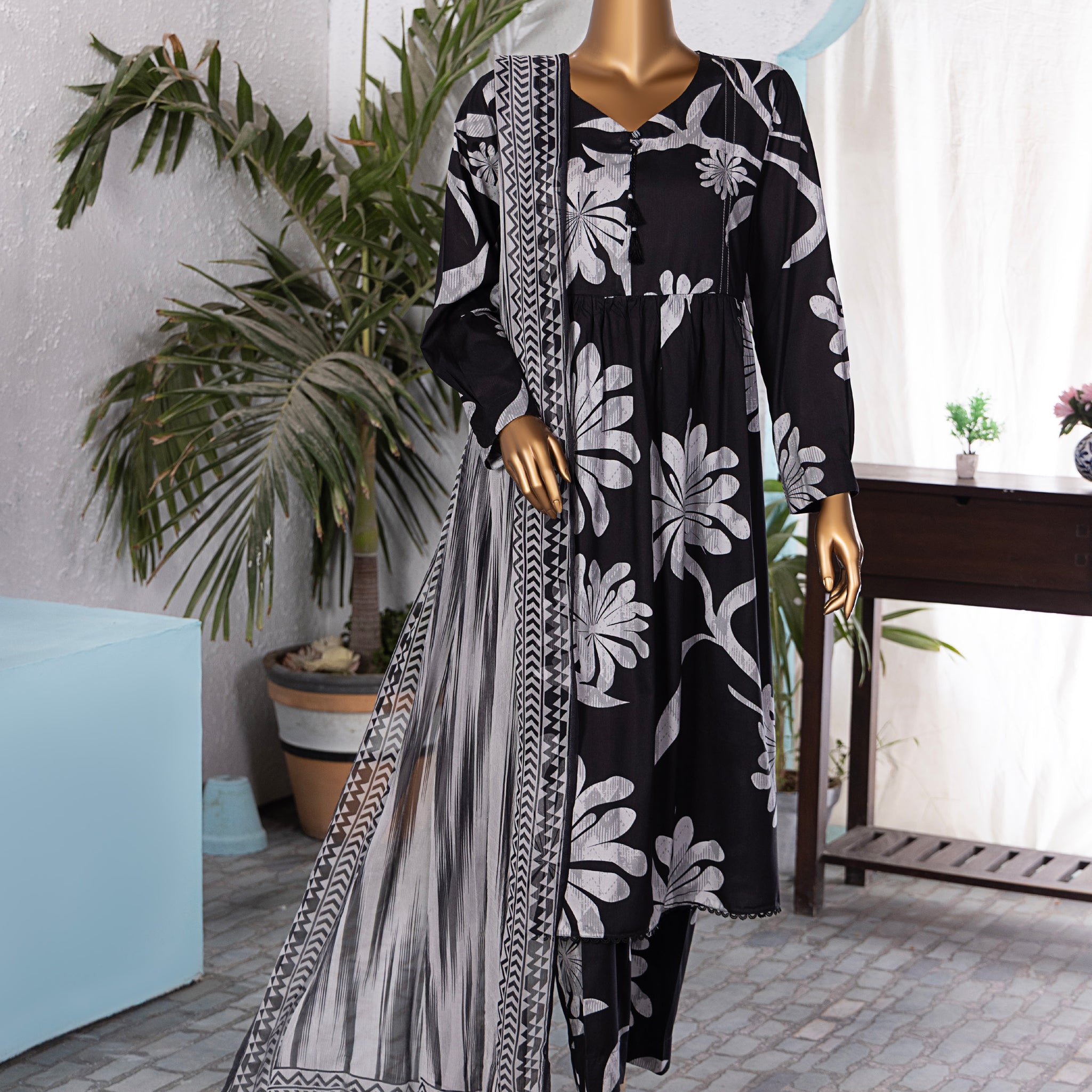 HZ Textile Unstitched Full Suit Linen Wintry Collection 25 D-01