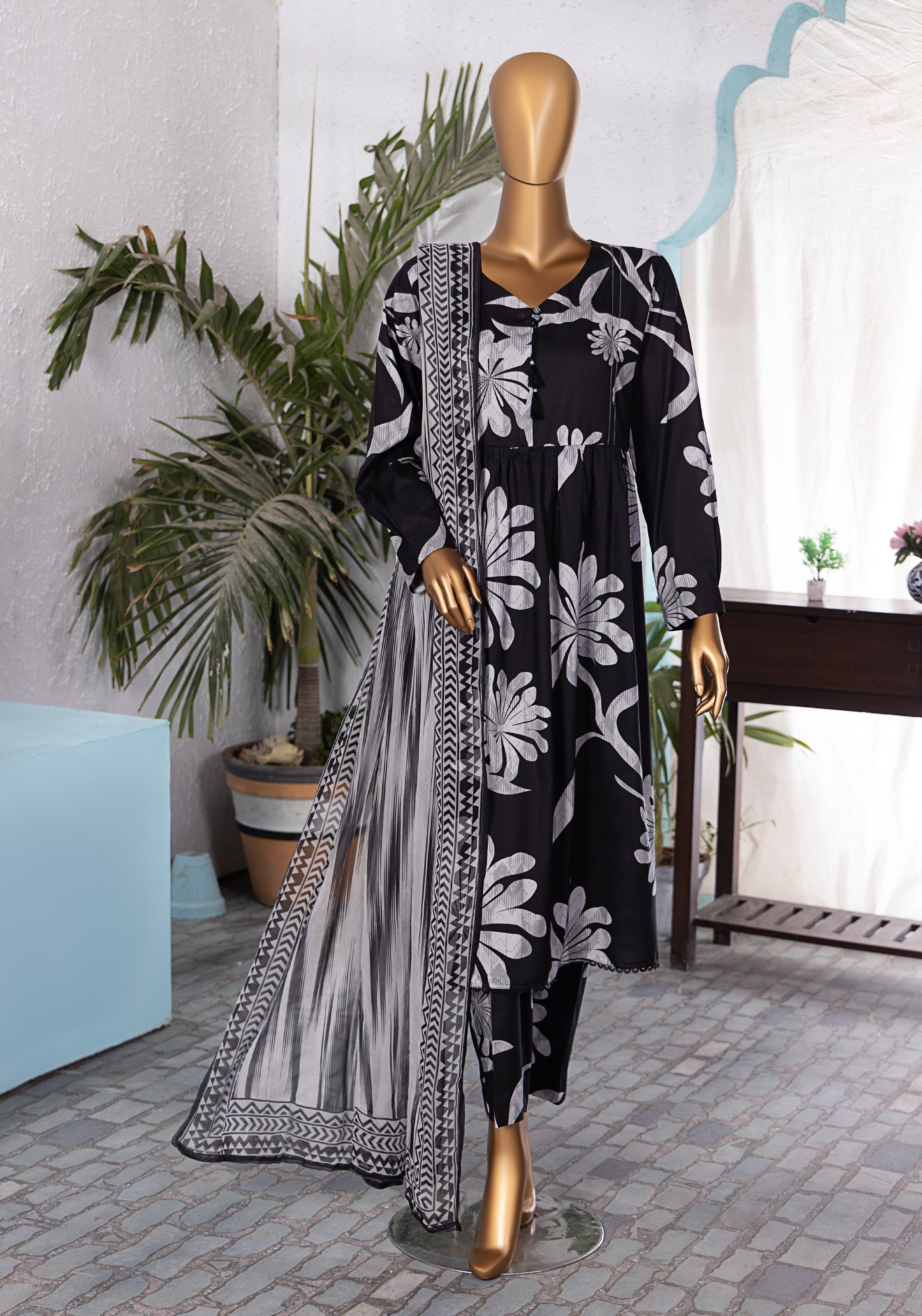 HZ Textile Unstitched Full Suit Linen Wintry Collection 25 D-01