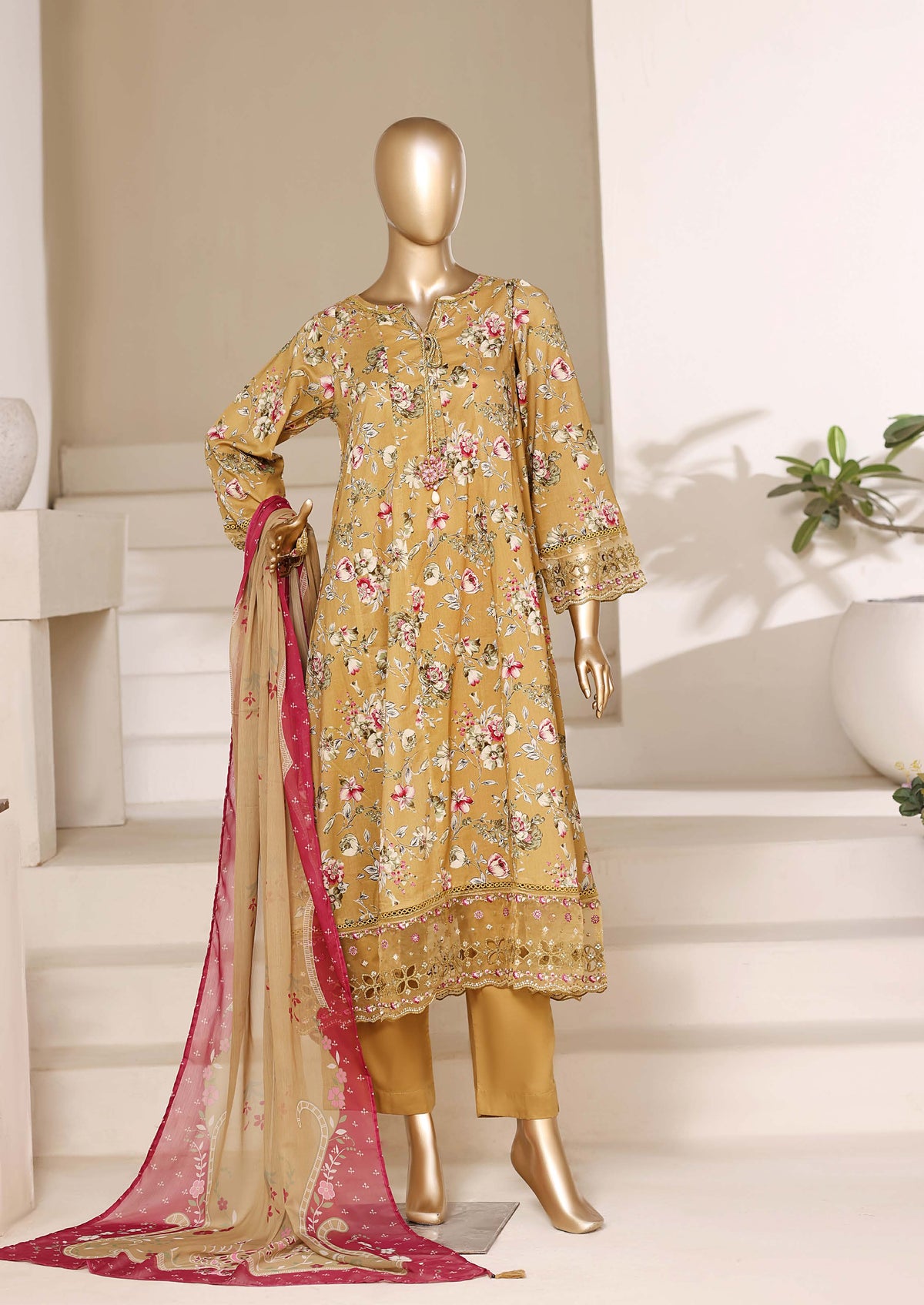 Sadabahar luxury Peplum Embroidery lawn 3piece stitched collection D-04