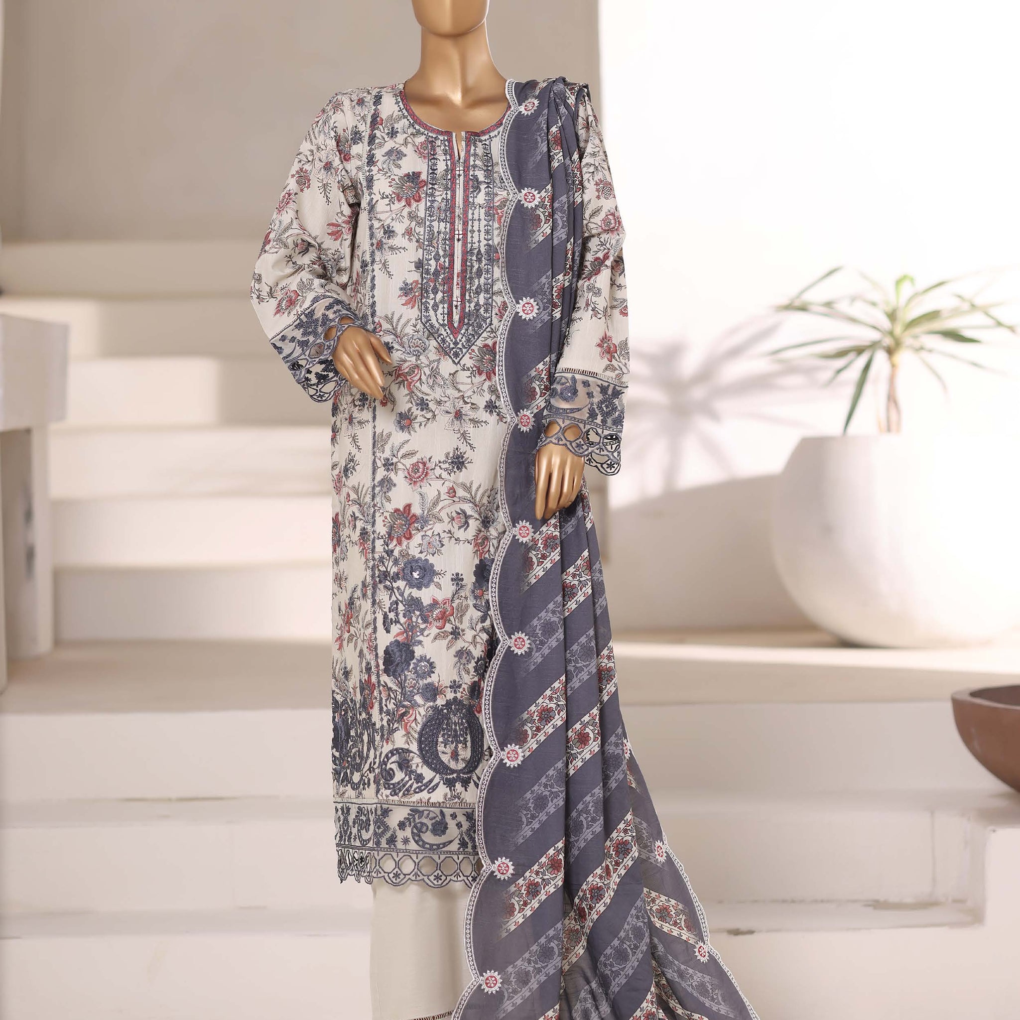 SADABAHAR RTW SIGNATURE KHADDAR EMBROIDERED 3PIECE COLLECTION 2025 SSKE -1101