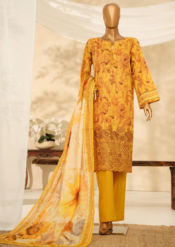 HZ Textile Ready to Wear PRINTKARI CAMBRIC Chikankari 3PC Collection 2025 D-01