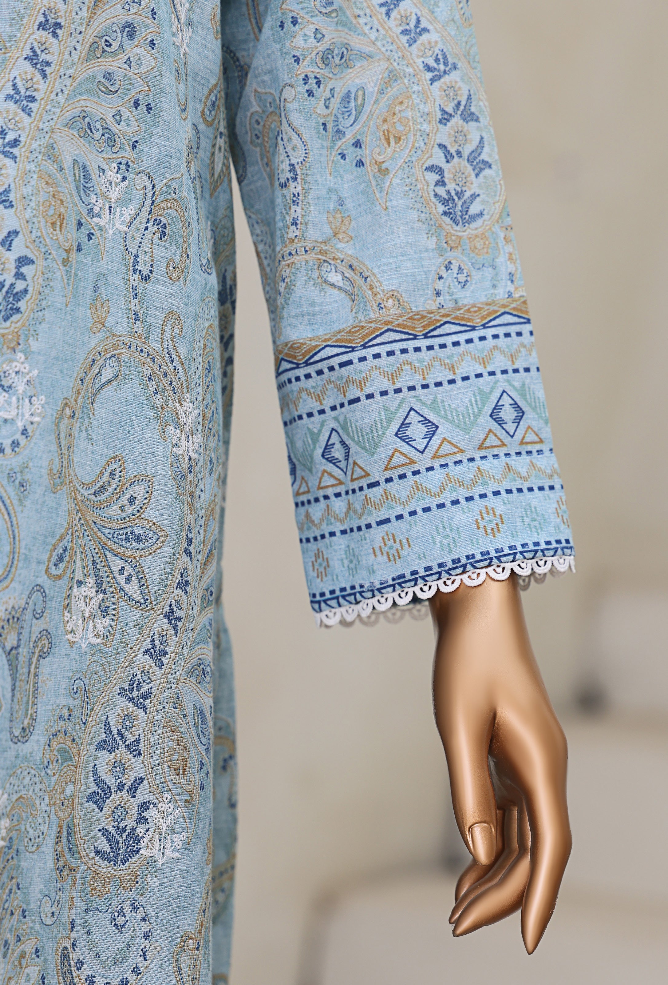 HZ Textile UNSTITCH Khadder Embroidered Chikankari With Émbroidered Khadder Dupatta 3Piece Unstitched Collection _2025 D-07