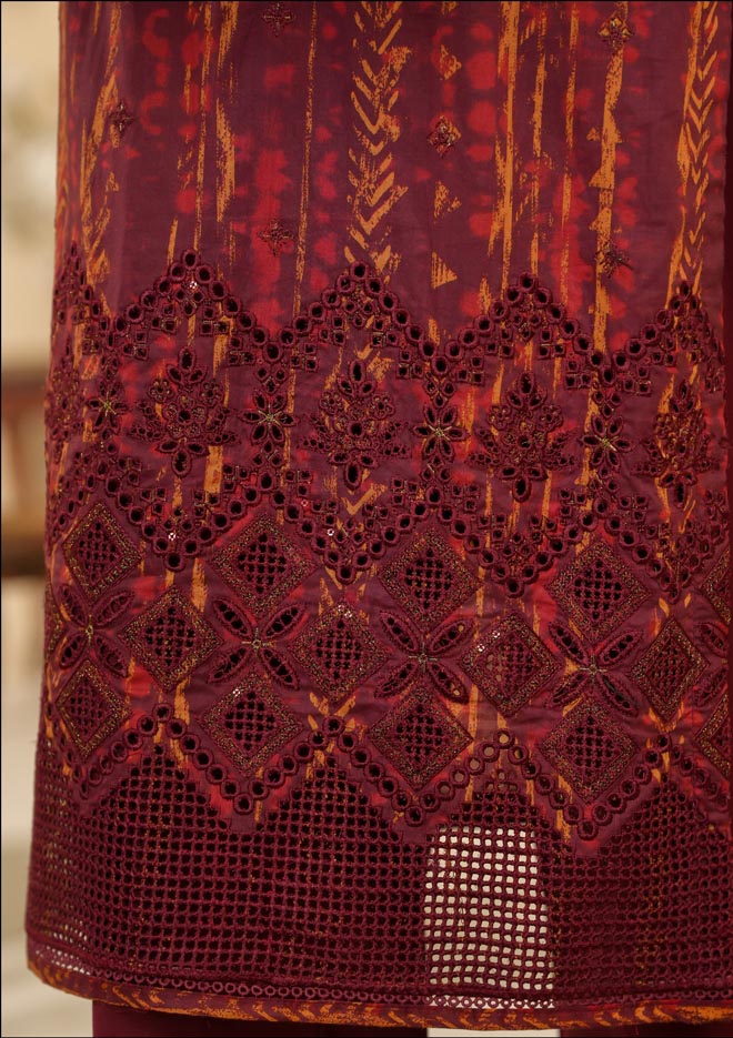 HZ Textile Ready to Wear PRINTKARI CAMBRIC Chikankari 3PC Collection 2025 D-10