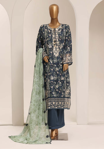 Sadabahar Luxury Lawn Festive Signature Heavy Embroidered With Digital Chiffon Embroidered Dupatta 3 Piece stitched Ready To Wear Collection 2026 D-07