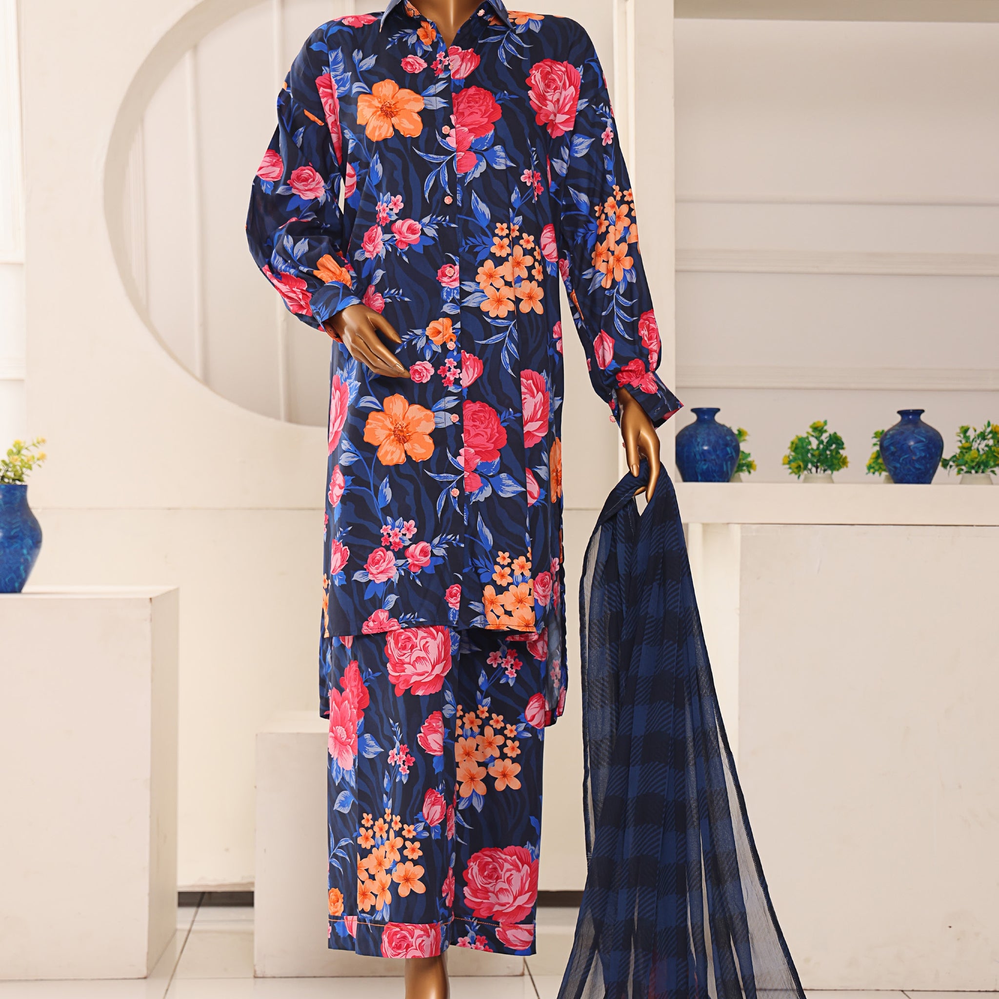 HZ Textile Unstitched Full Suit Linen Wintry Collection 25 D-07