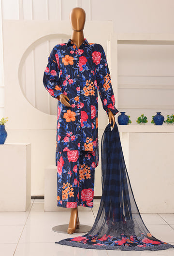 HZ Textile Unstitched Full Suit Linen Wintry Collection 25 D-07