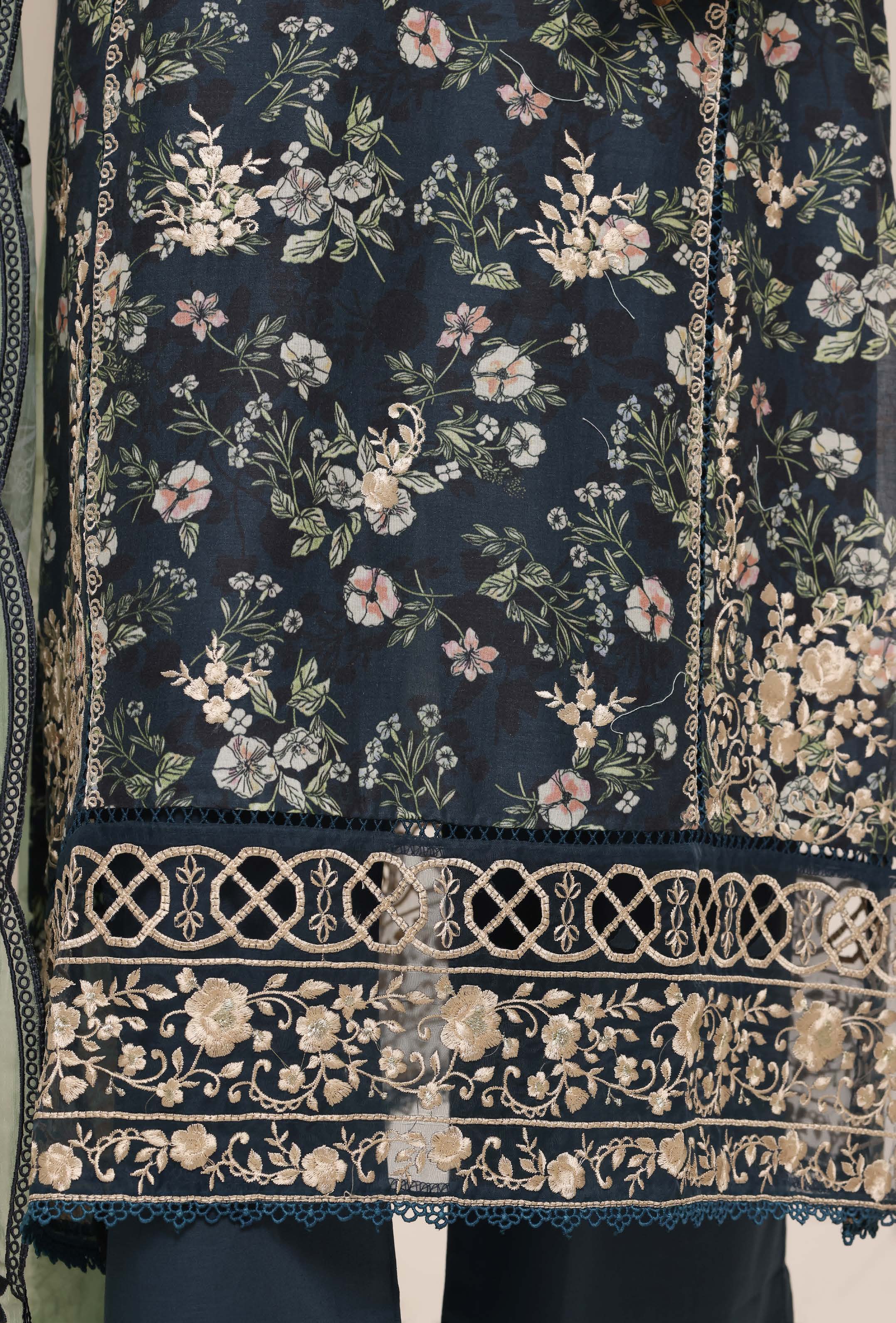 Sadabahar Luxury Lawn Festive Signature Heavy Embroidered With Digital Chiffon Embroidered Dupatta 3 Piece stitched Ready To Wear Collection 2026 D-07