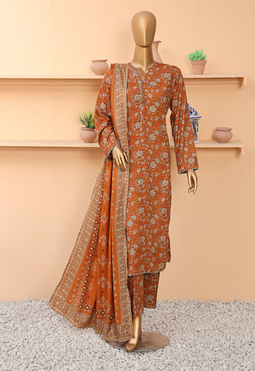 HZ Textile Unstitched Full Suit Linen Wintry Vol-4 Collection 25 D-06