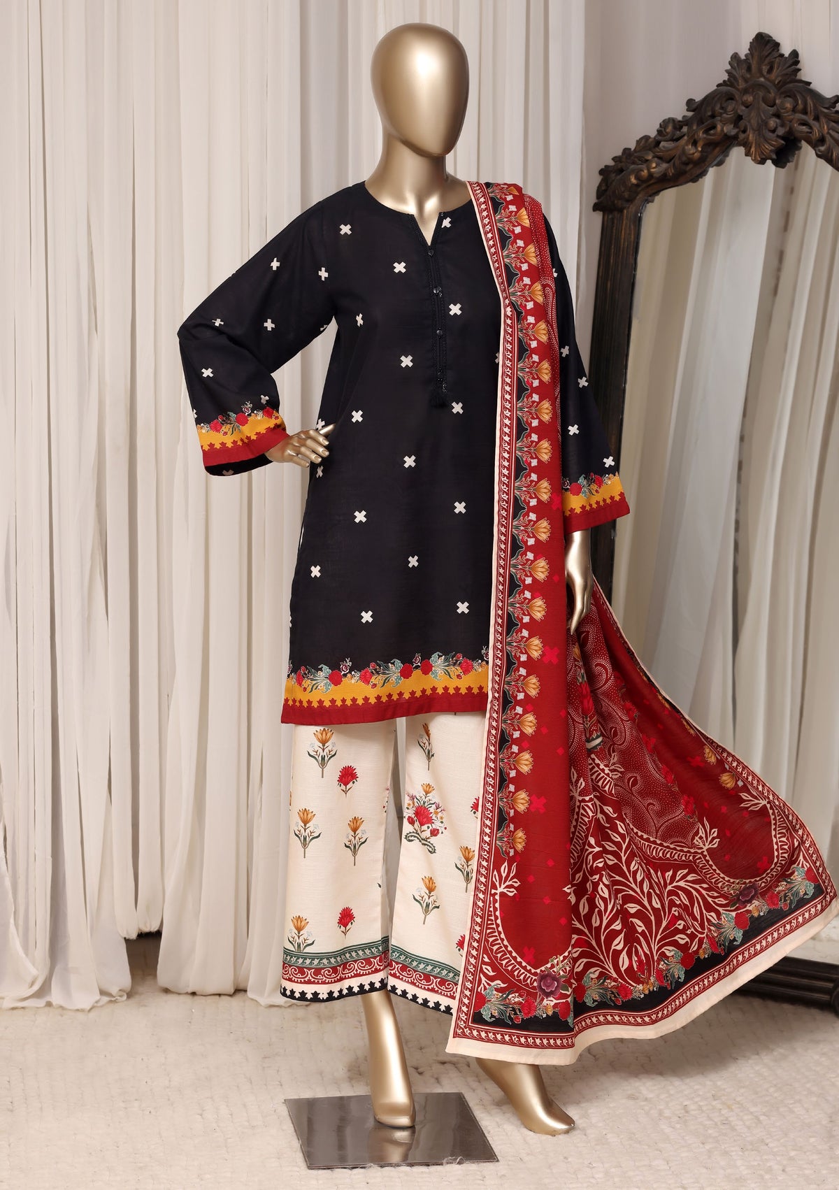 Sadabahar Luxury Khaddar Printed 3piece  stitched Vol-03 2026 D-08