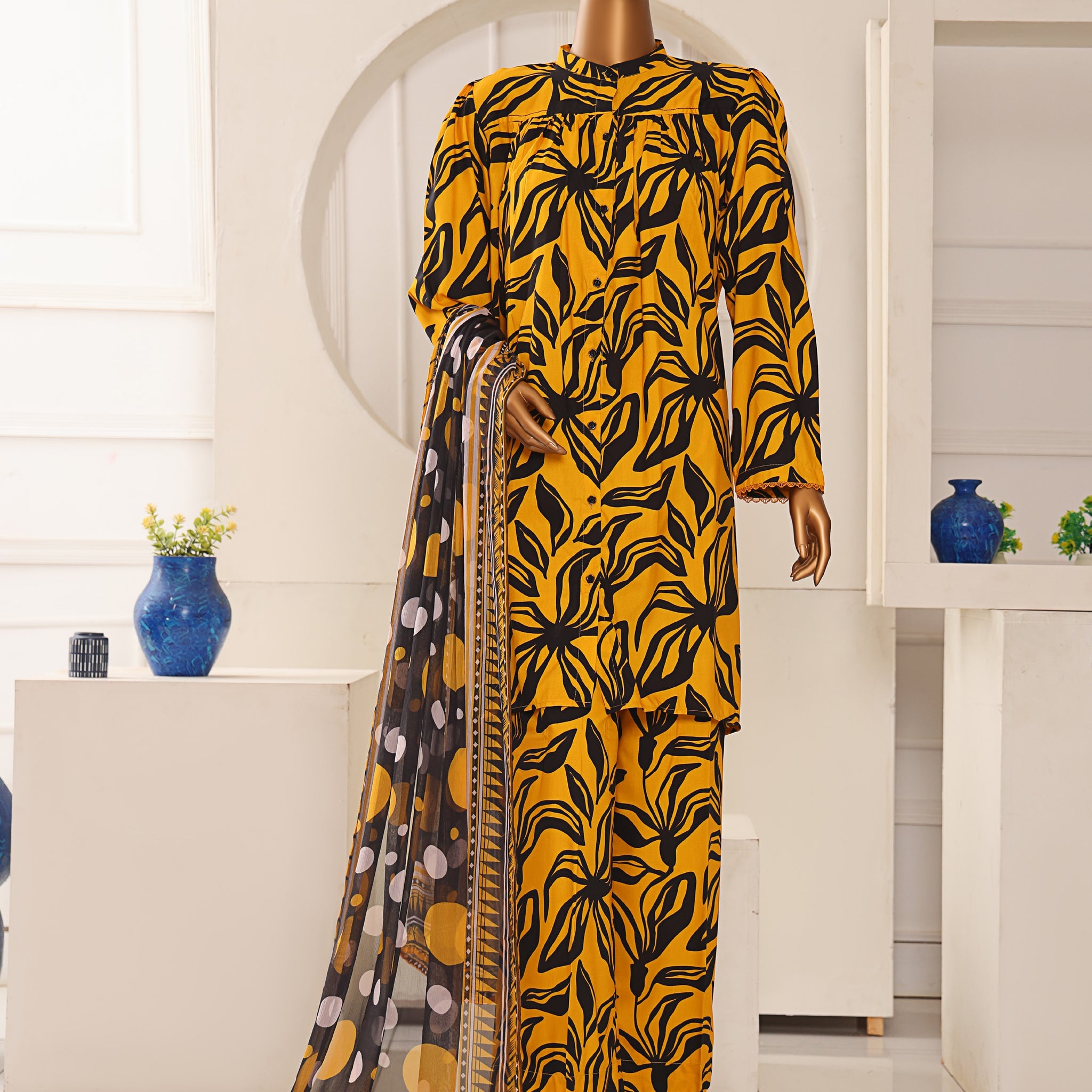 HZ Textile Unstitched Full Suit Linen Wintry Collection 25 D-08