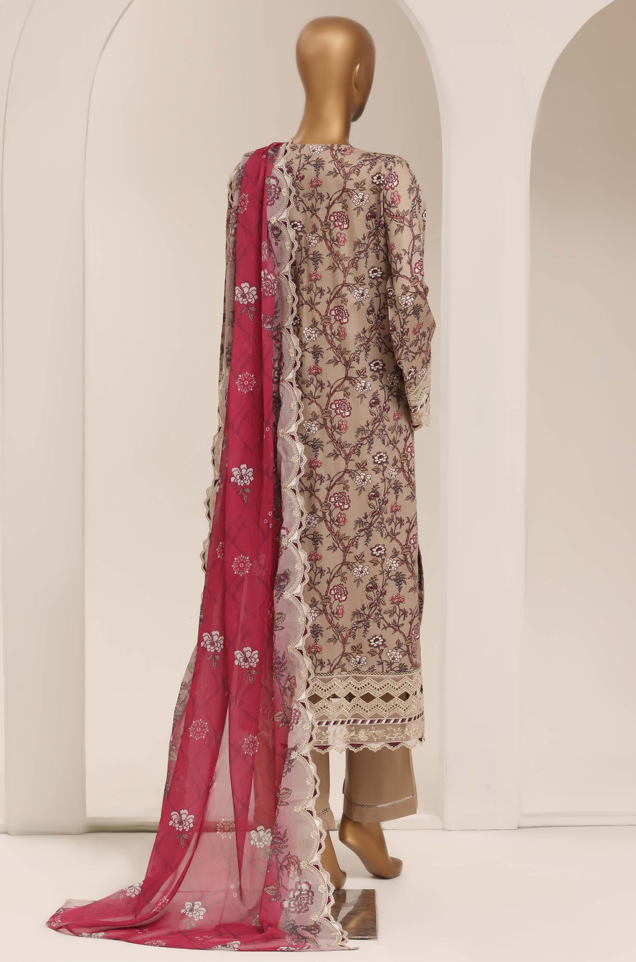 Sadabahar Luxury Lawn Festive Signature Heavy Embroidered With Digital Chiffon Embroidered Dupatta 3 Piece stitched Ready To Wear Collection 2026 D-08