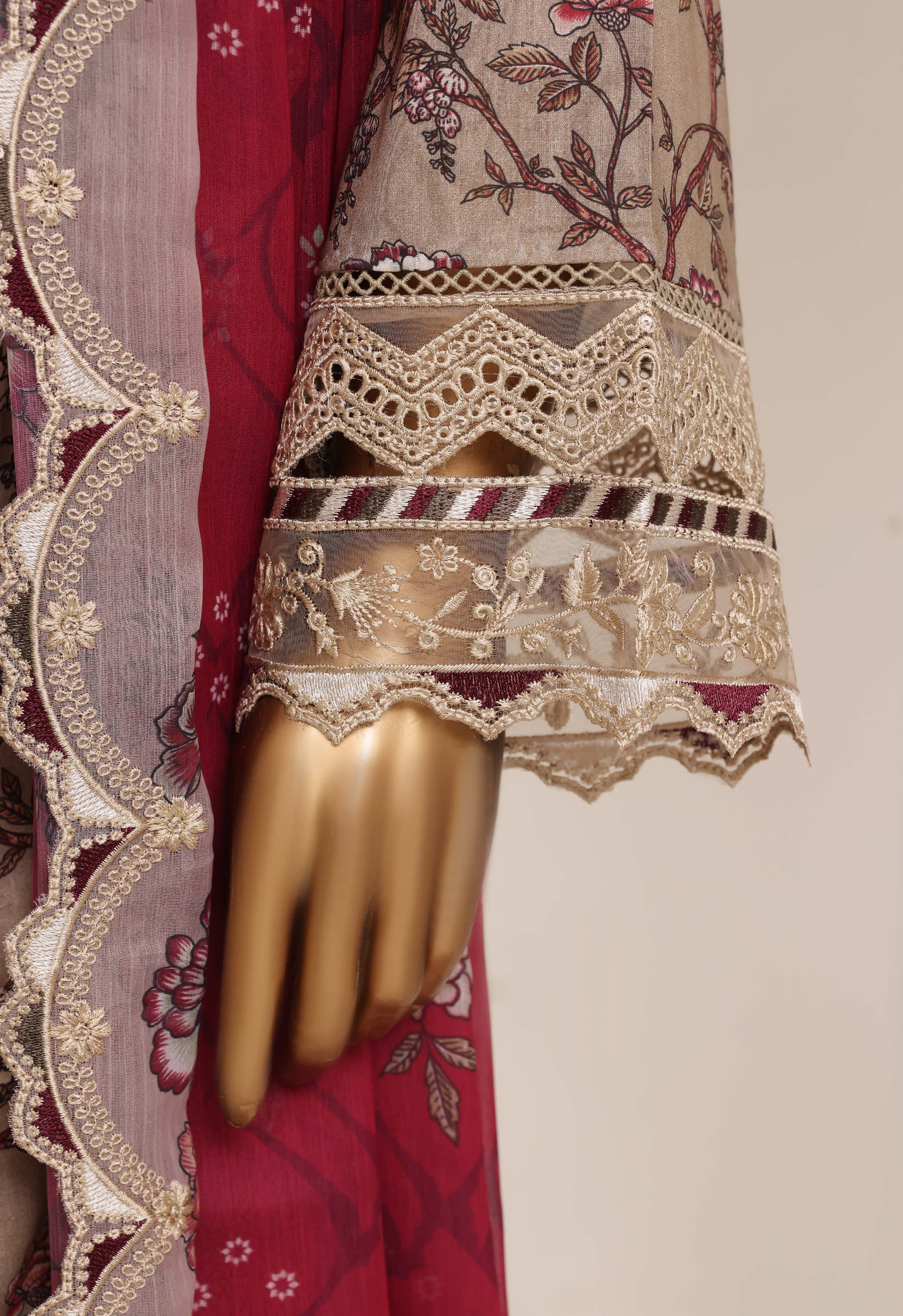 Sadabahar Luxury Lawn Festive Signature Heavy Embroidered With Digital Chiffon Embroidered Dupatta 3 Piece stitched Ready To Wear Collection 2026 D-08