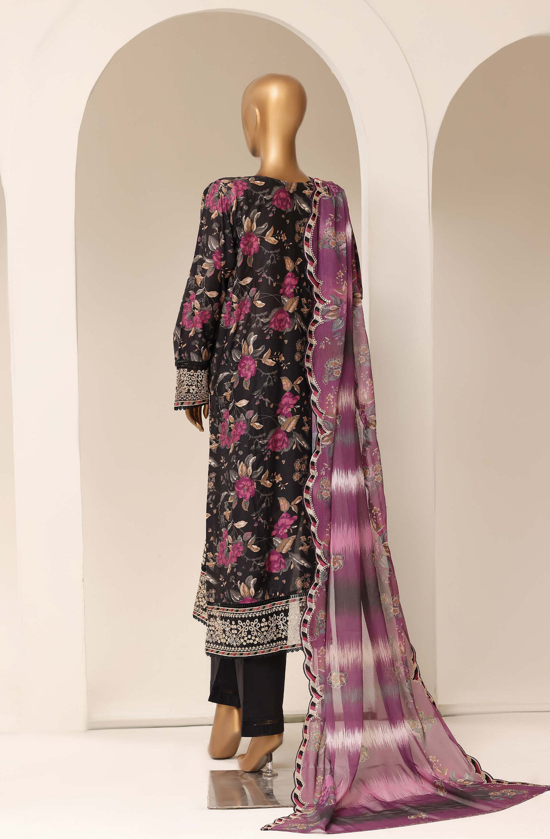 Sadabahar Luxury Lawn Festive Signature Heavy Embroidered With Digital Chiffon Embroidered Dupatta 3 Piece stitched Ready To Wear Collection 2026 D-01