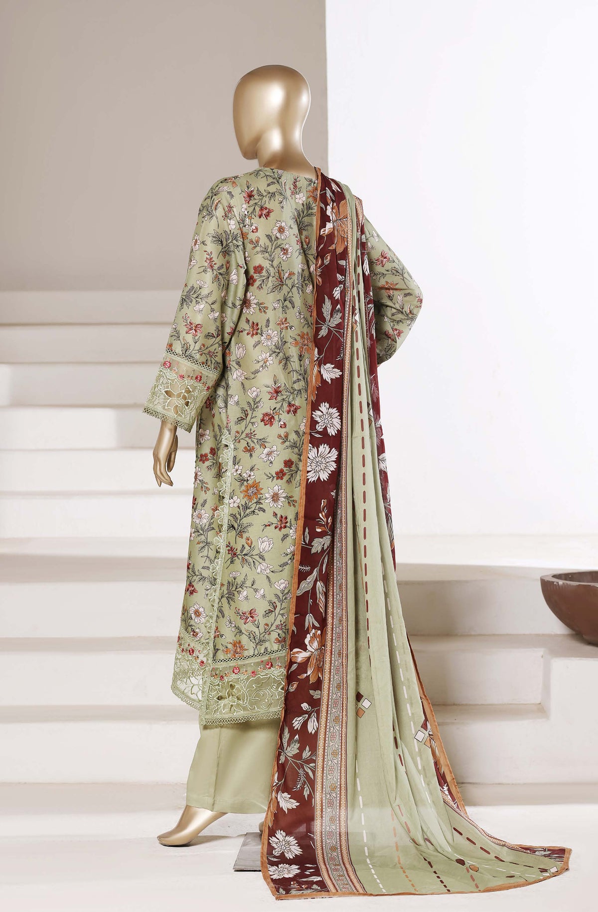 Sadabahar luxury long length Embroidery lawn 3piece stitched collection D-01