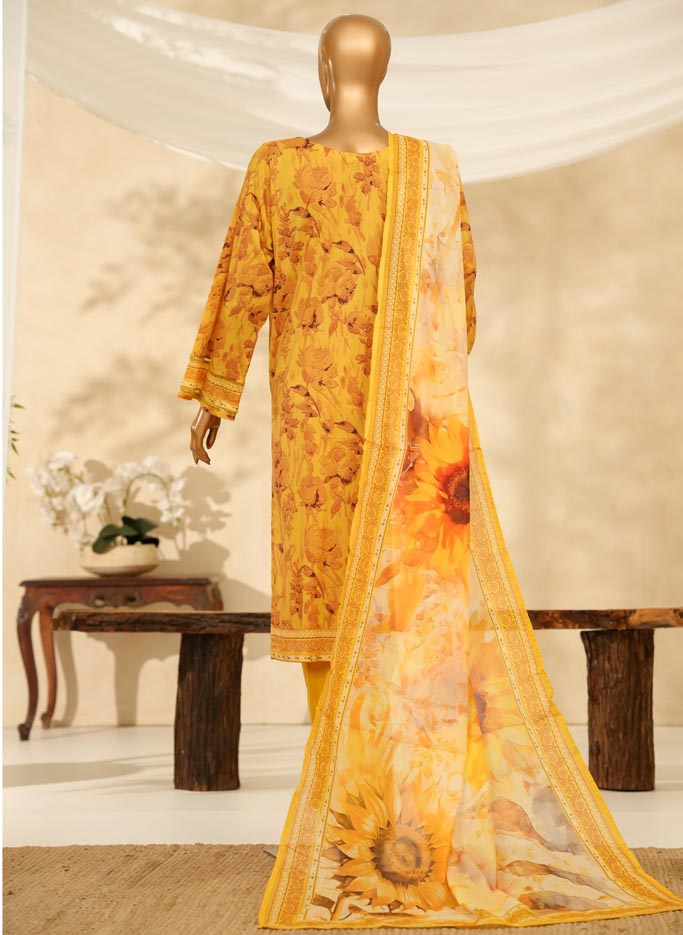 HZ Textile Ready to Wear PRINTKARI CAMBRIC Chikankari 3PC Collection 2025 D-01