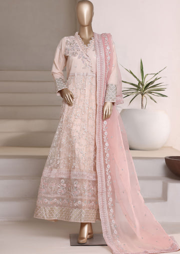 Mahpara By Sadabahar Embroidered Net Stitched 3 Piece Frock - D-02 - SB25MFF - Skin- Festive Collection