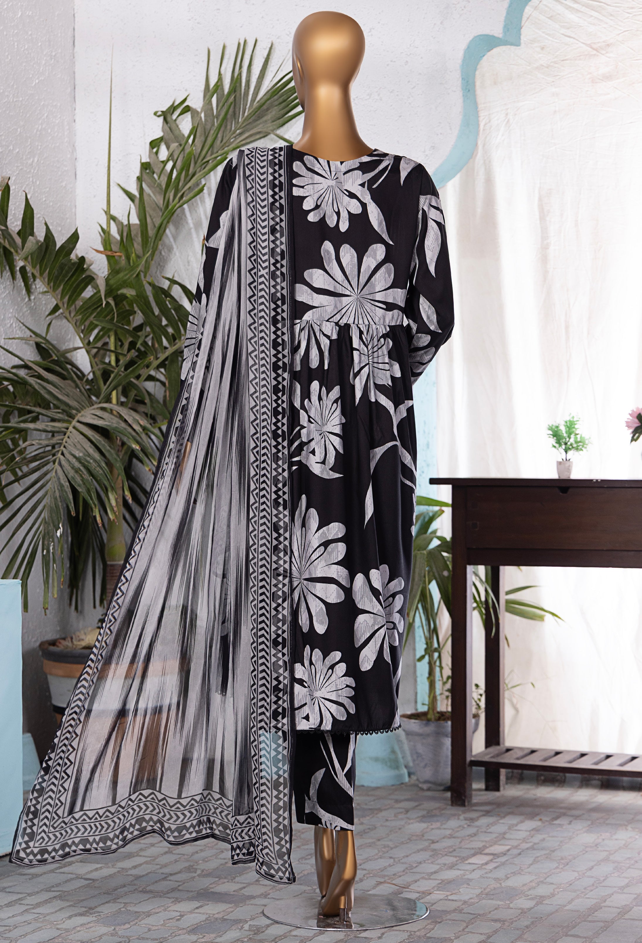 HZ Textile Unstitched Full Suit Linen Wintry Collection 25 D-01