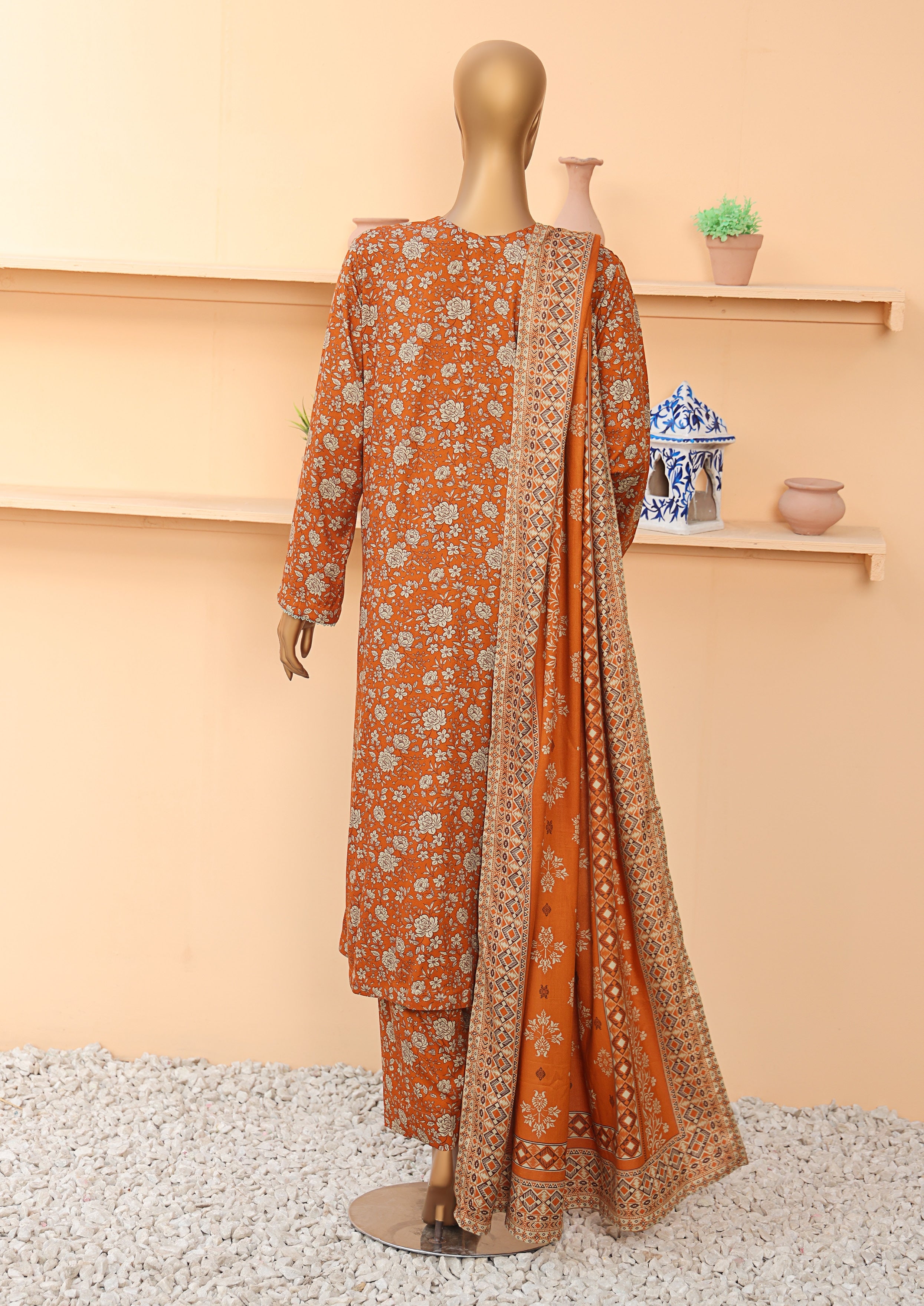 HZ Textile Unstitched Full Suit Linen Wintry Vol-4 Collection 25 D-06