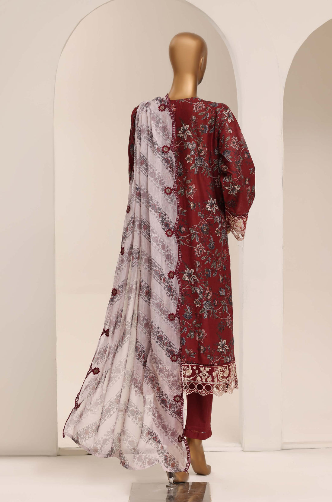 Sadabahar Luxury Lawn Festive Signature Heavy Embroidered With Digital Chiffon Embroidered Dupatta 3 Piece stitched Ready To Wear Collection 2026 D-09
