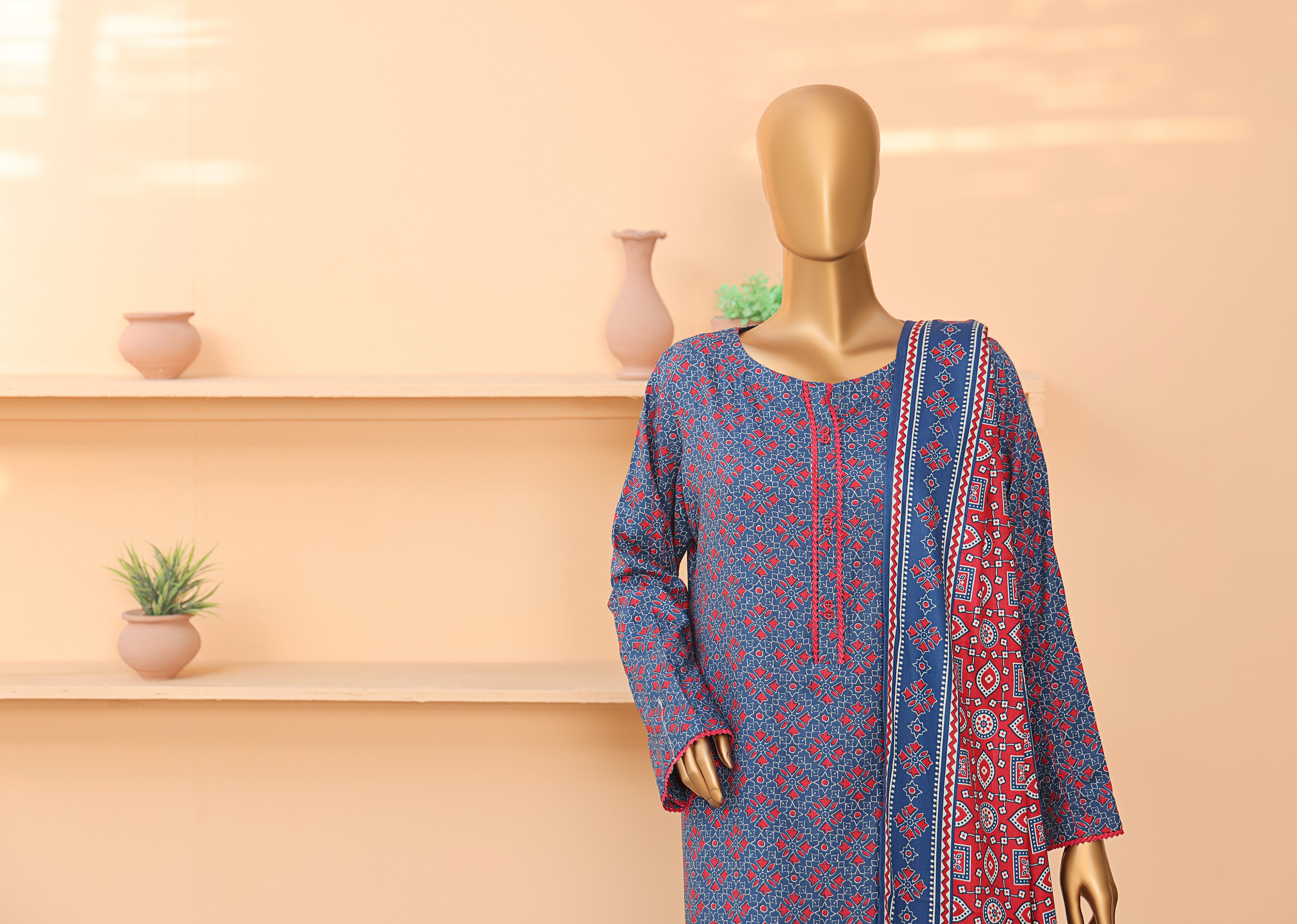 HZ Textile Unstitched Full Suit Linen Wintry Vol-4 Collection 25 D-07