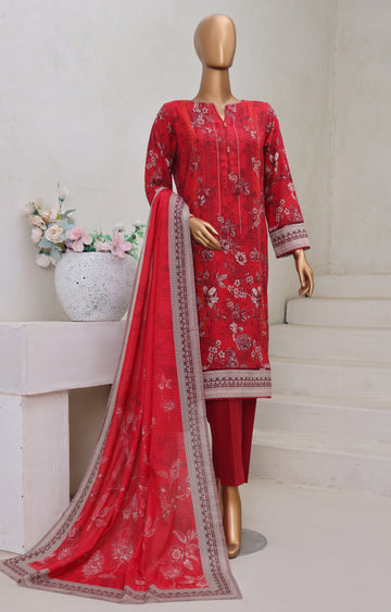 HZ Textile Unstitch Pre-winter Cross Slub with Cotton Printed Shirt Karandi lawn Printed Dupatta Collection 2025 D-10