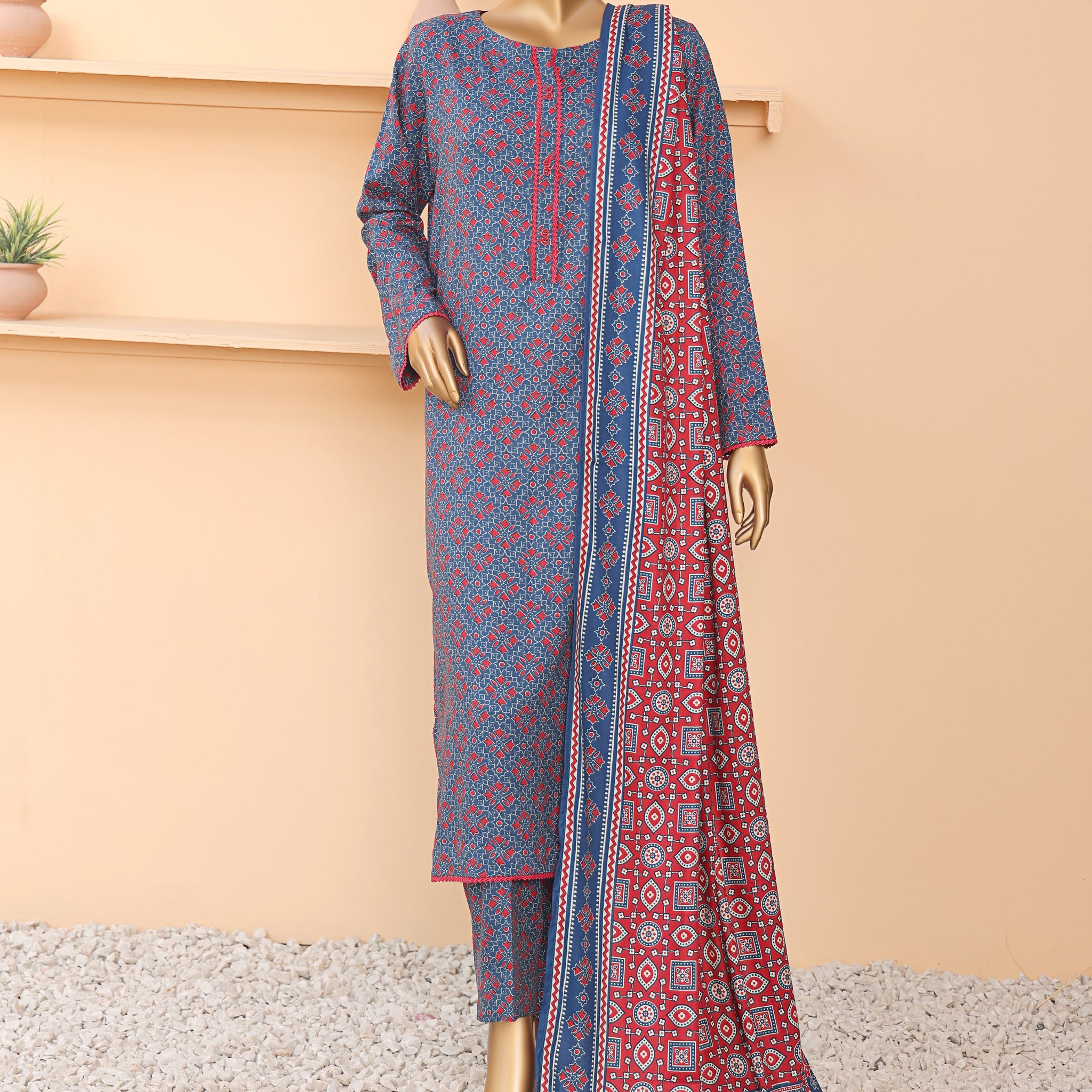 HZ Textile Unstitched Full Suit Linen Wintry Vol-4 Collection 25 D-07