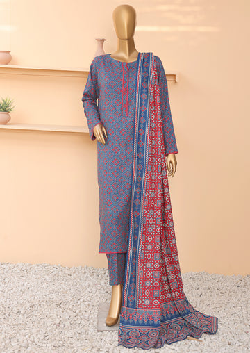 HZ Textile Unstitched Full Suit Linen Wintry Vol-4 Collection 25 D-07