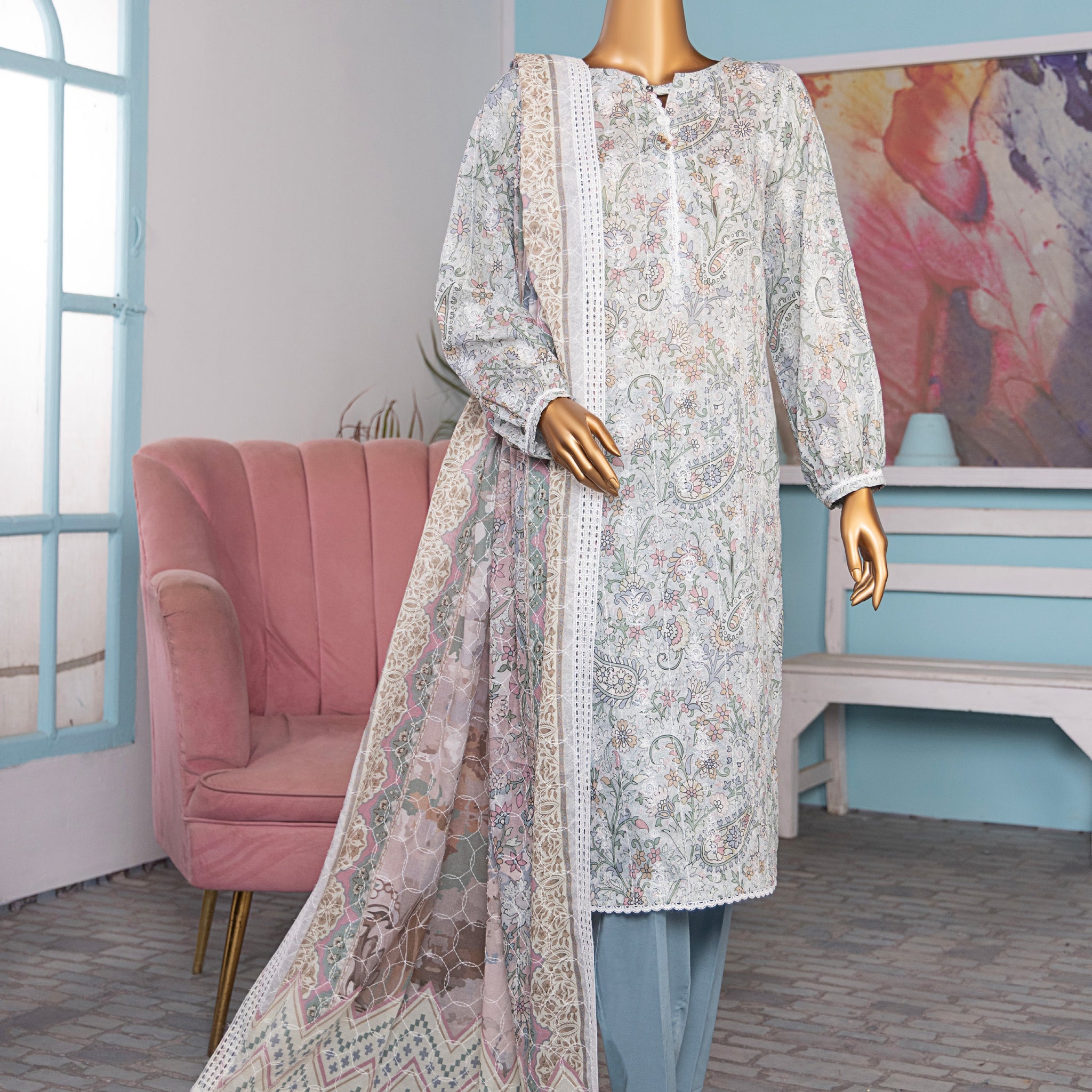 HZ Textile Unstitch Dhagakari Embroidered Collection 2025 D-10