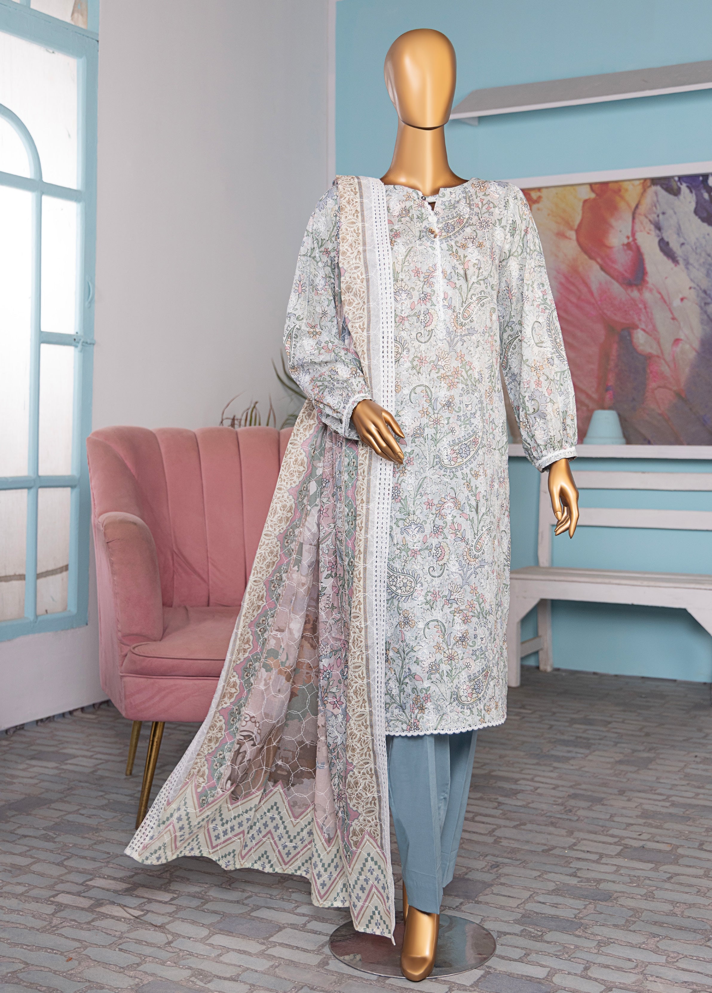 HZ Textile Unstitch Dhagakari Embroidered Collection 2025 D-10