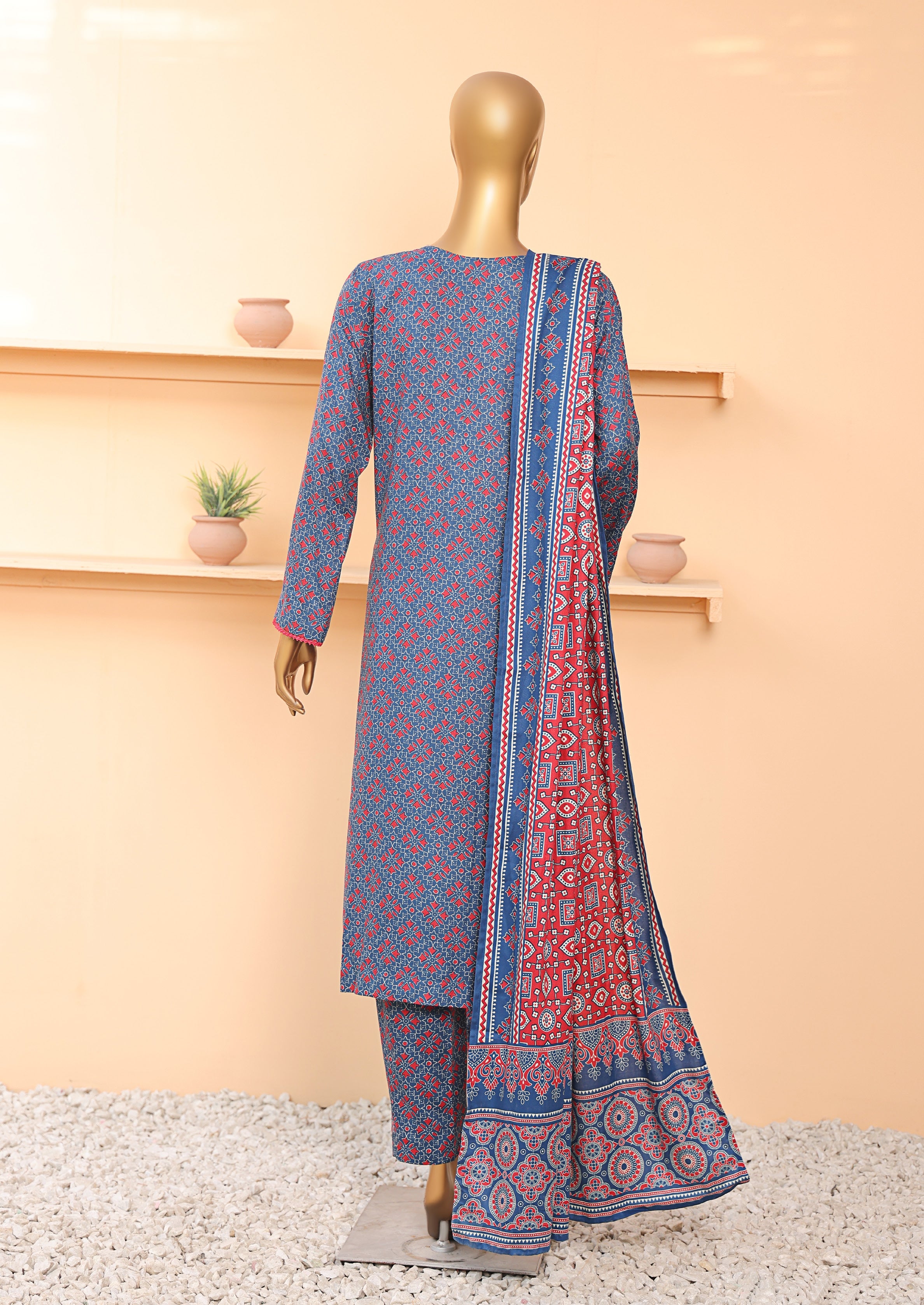 HZ Textile Unstitched Full Suit Linen Wintry Vol-4 Collection 25 D-07
