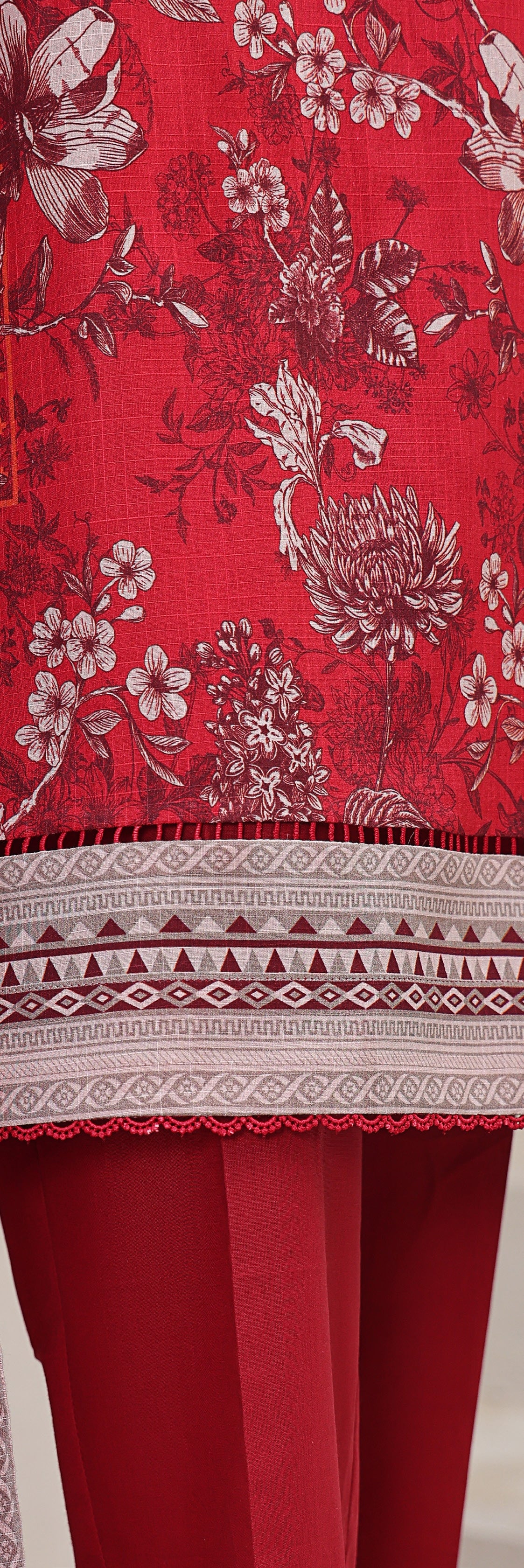 HZ Textile Unstitch Pre-winter Cross Slub with Cotton Printed Shirt Karandi lawn Printed Dupatta Collection 2025 D-10