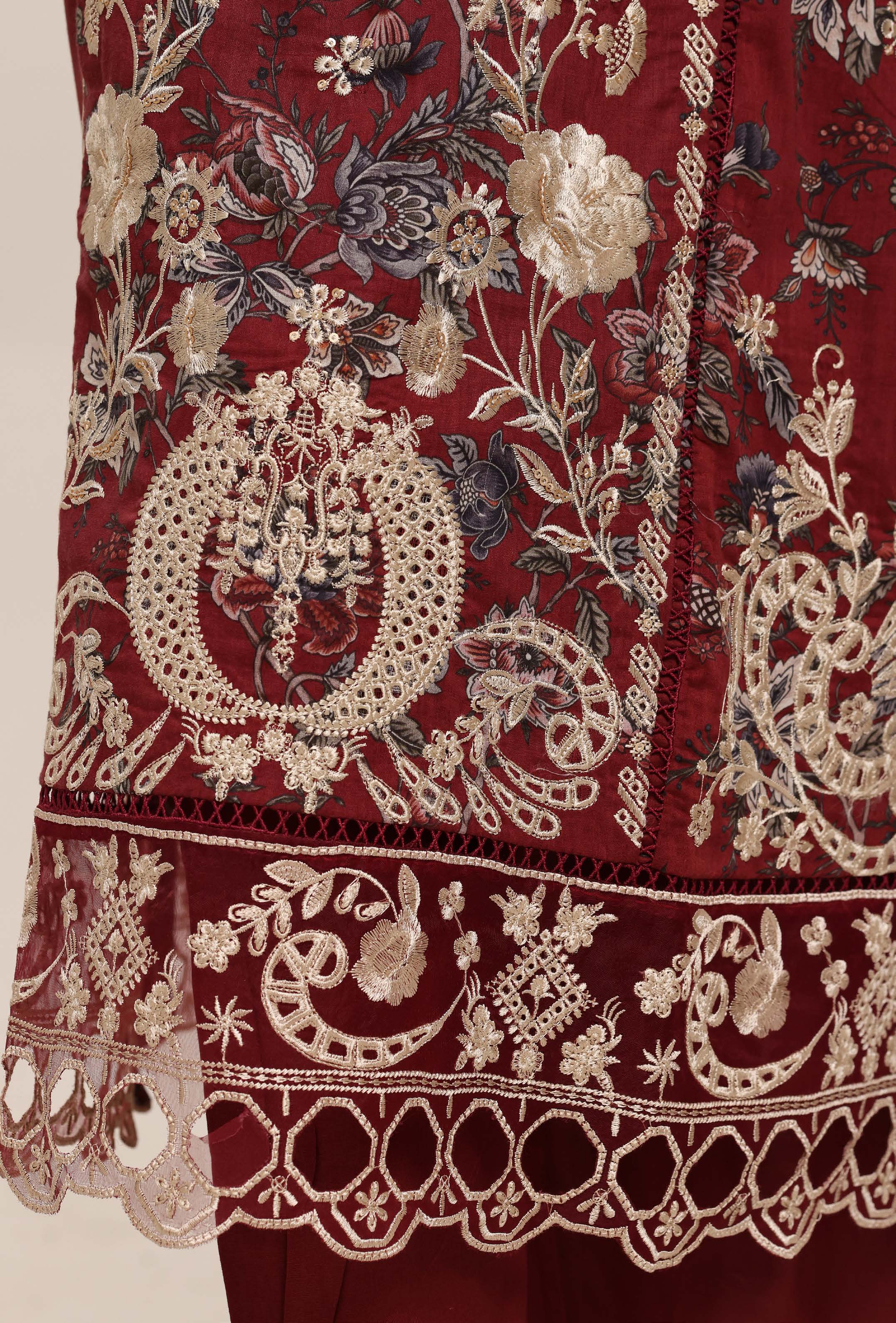Sadabahar Luxury Lawn Festive Signature Heavy Embroidered With Digital Chiffon Embroidered Dupatta 3 Piece stitched Ready To Wear Collection 2026 D-09