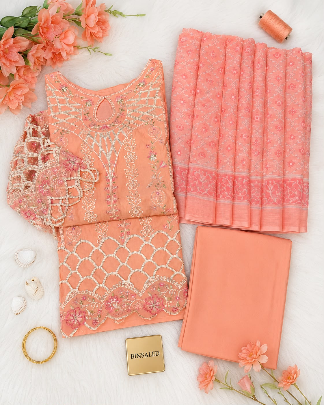 Bin Saeed Luxury Lawn Embroidery Stitced Collection 2026 D-1
