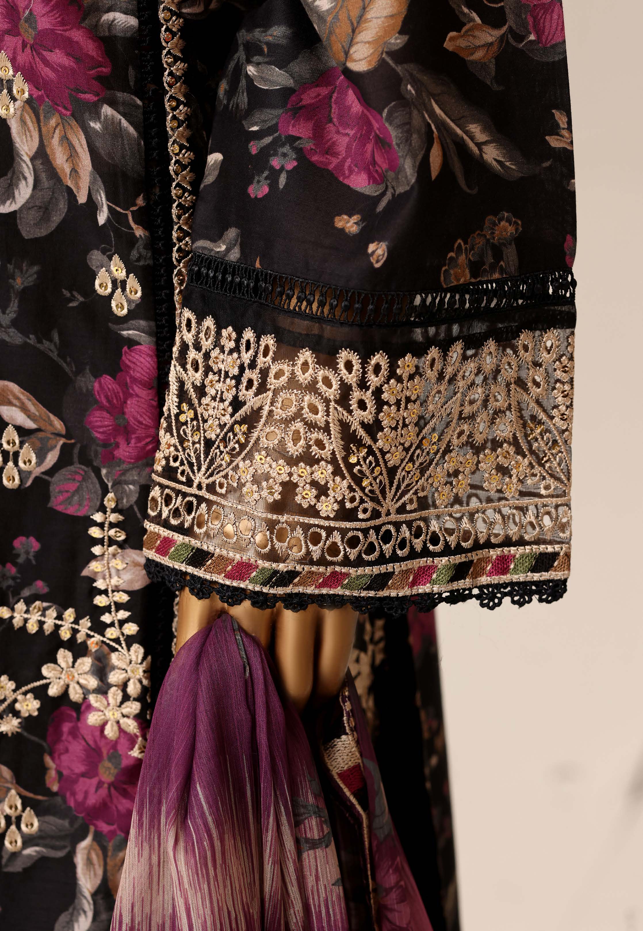 Sadabahar Luxury Lawn Festive Signature Heavy Embroidered With Digital Chiffon Embroidered Dupatta 3 Piece stitched Ready To Wear Collection 2026 D-01