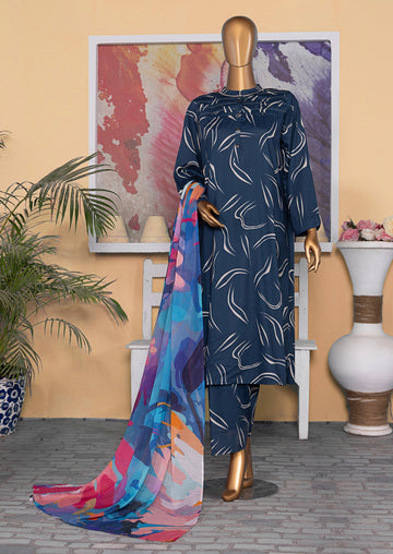 HZ Textile Unstitched Full Suit Linen Wintry Vol-4 Collection 25 D-09