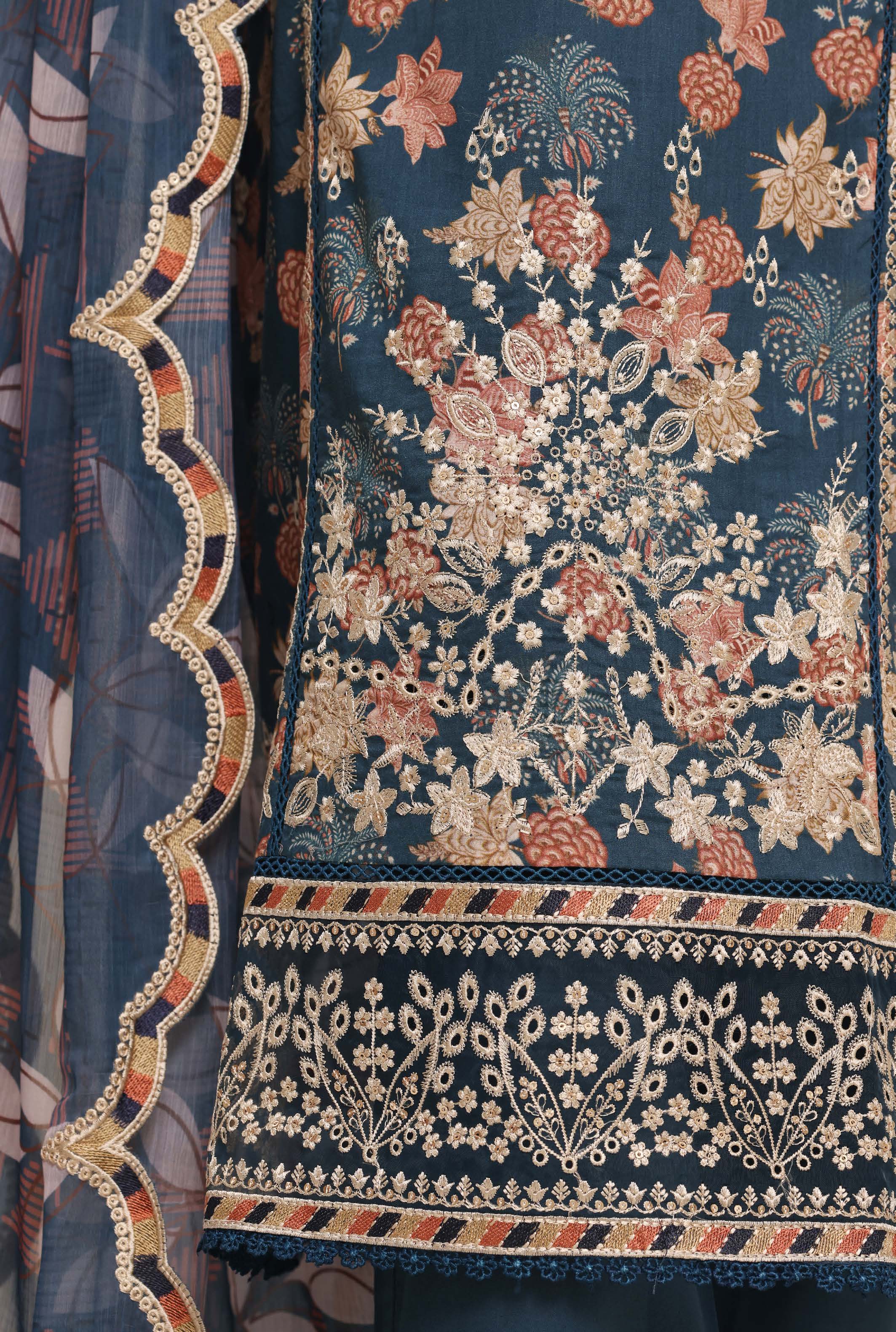 Sadabahar Luxury Lawn Festive Signature Heavy Embroidered With Digital Chiffon Embroidered Dupatta 3 Piece stitched Ready To Wear Collection 2026 D-10