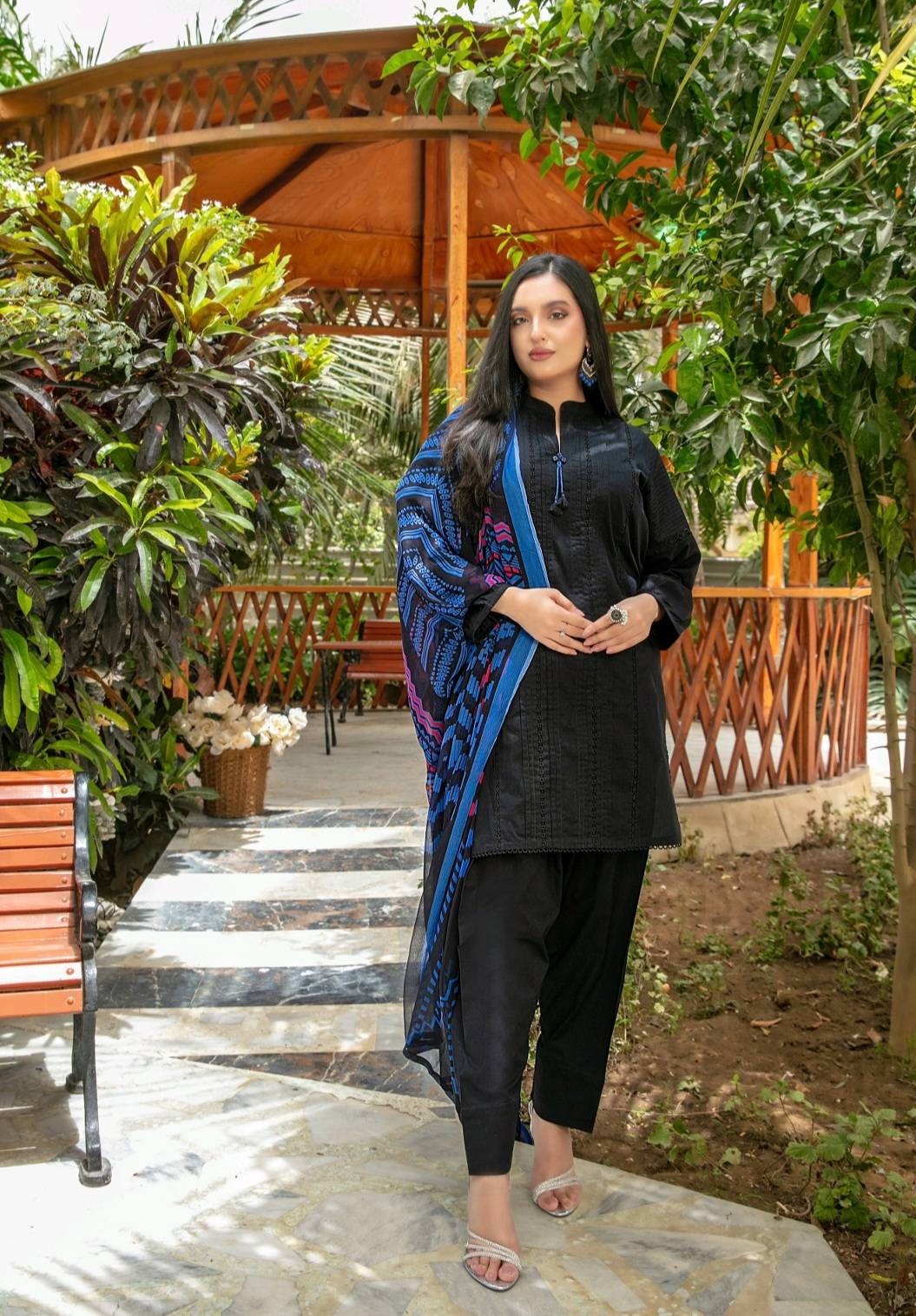 Shahid Tawakkal RTW Cotton Jacquard Shirt+Trouser - Digital Printed Chiffon Dupatta Collection 2025 D-04