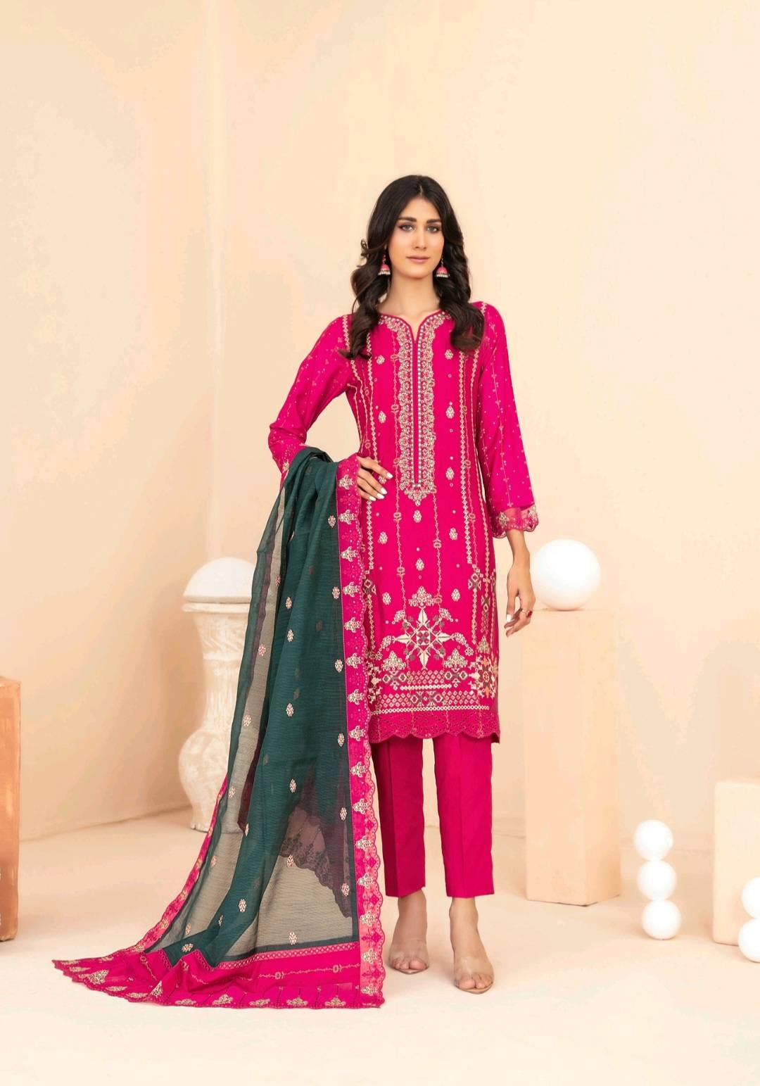 Shahid Tawakkal Embroidered Boti Broshia Staple - Embroidered Fancy Khaddi Dupatta Collection 2025 D-02