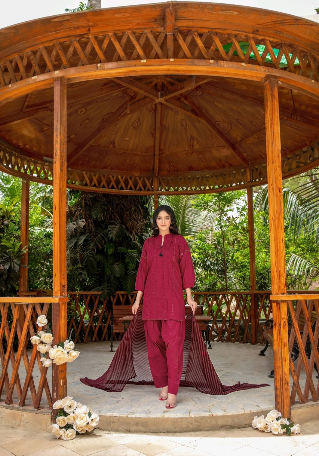 Shahid Tawakkal RTW Cotton Jacquard Shirt+Trouser - Digital Printed Chiffon Dupatta Collection 2025 D-03