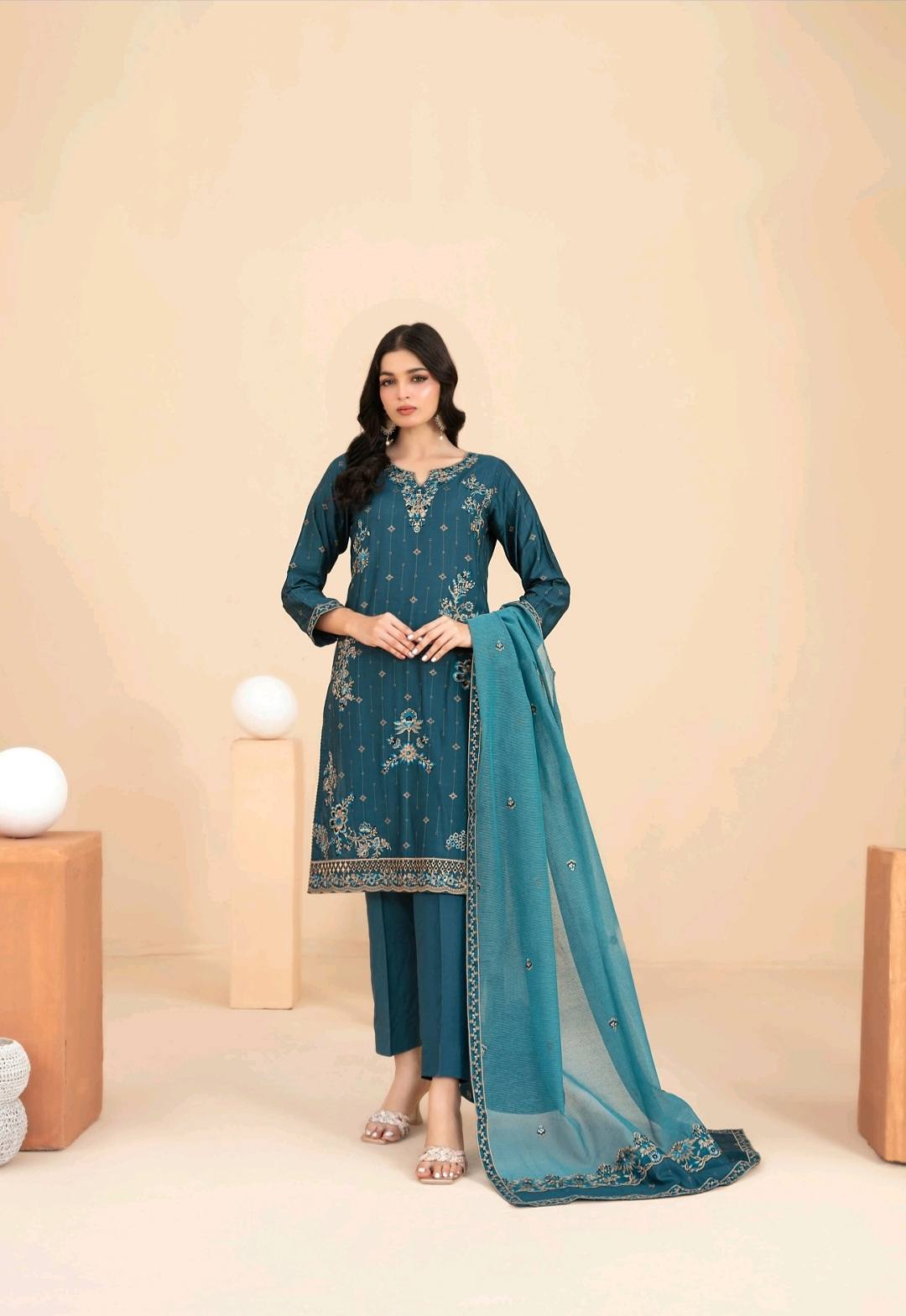 Shahid Tawakkal Embroidered Boti Broshia Staple - Embroidered Fancy Khaddi Dupatta Collection 2025 D-05
