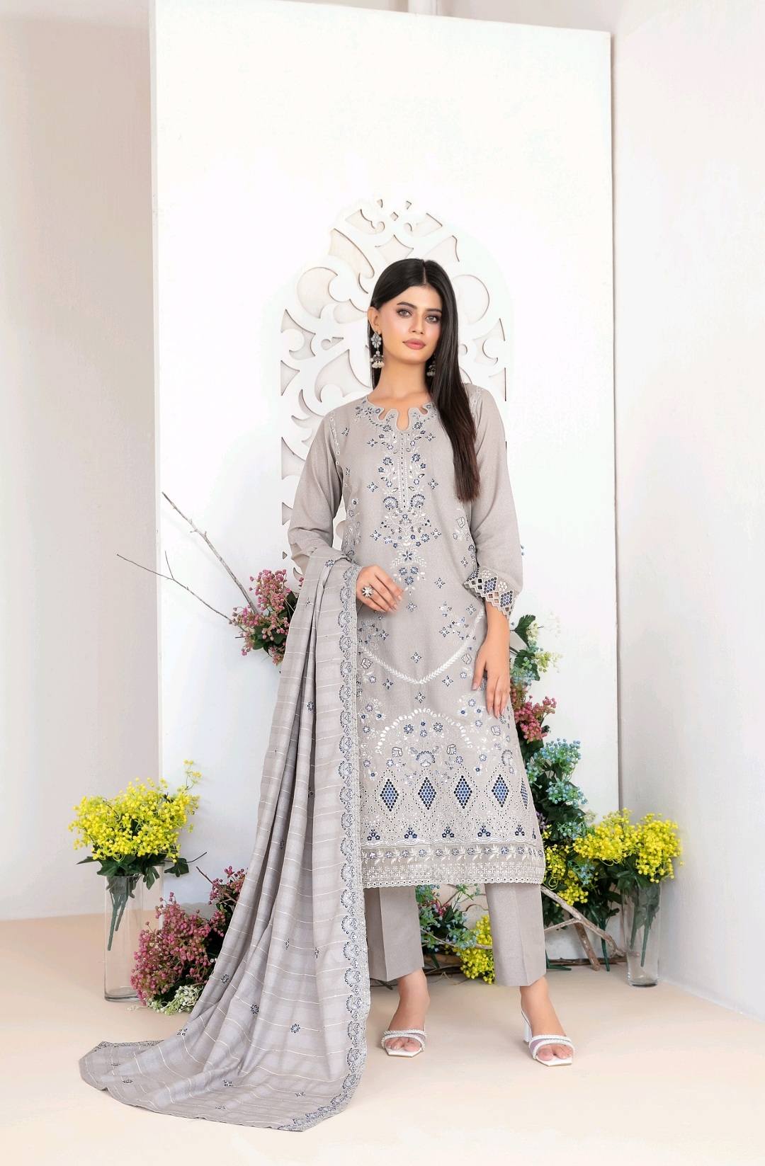 Shahid Tawakkal Embroidered Karrandi - Cutwork Embroidered Shawl Dupatta Collection 2025  D-01