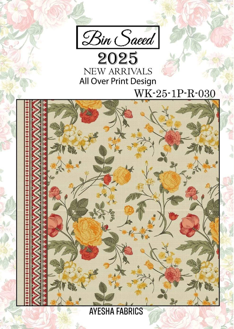 Bin saeed Luxury Digital Mid Summer All Over 2Piece Shirt & Shalwar UnStitched Collection 2025 D-30